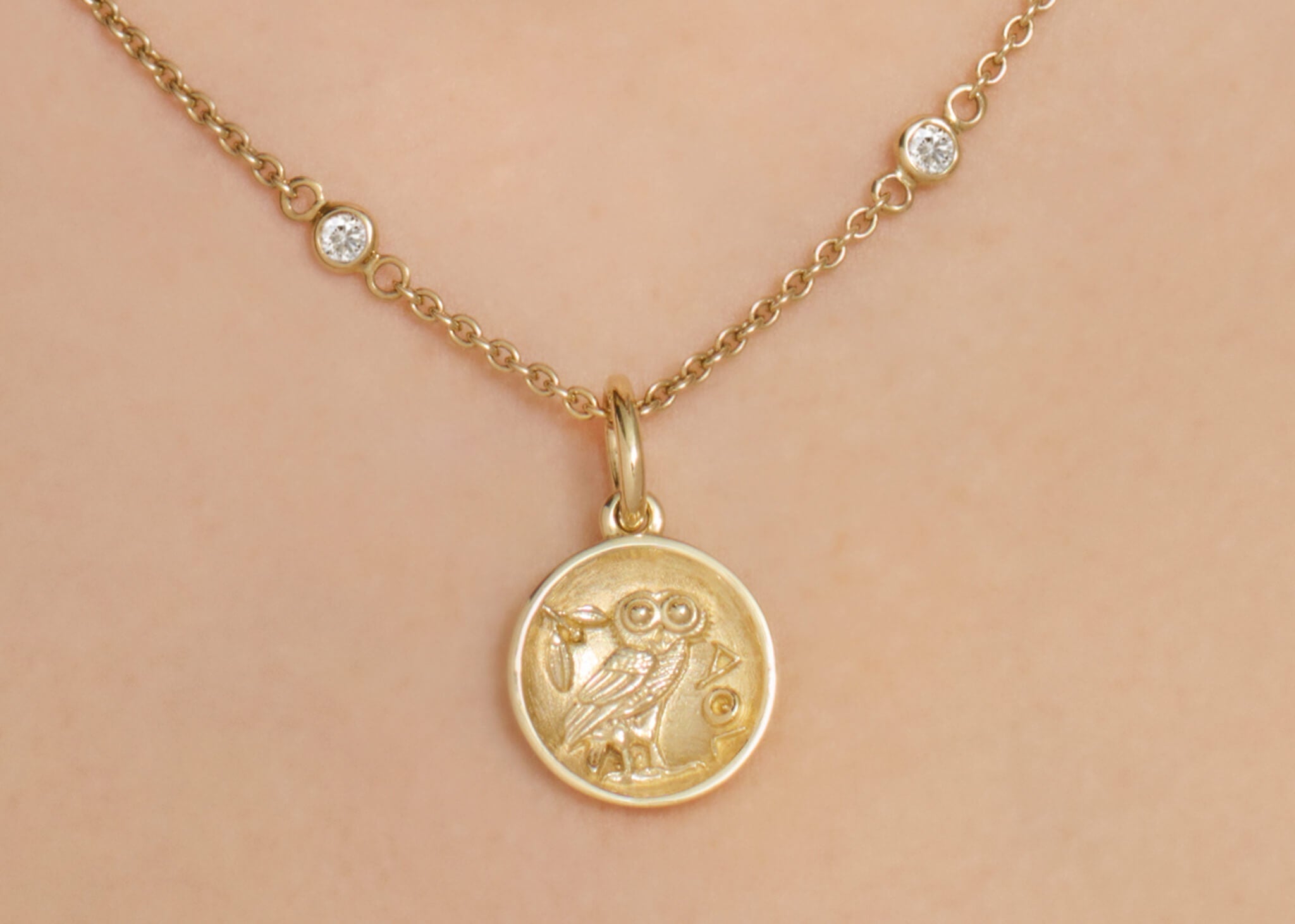 owl charm medallion pendant