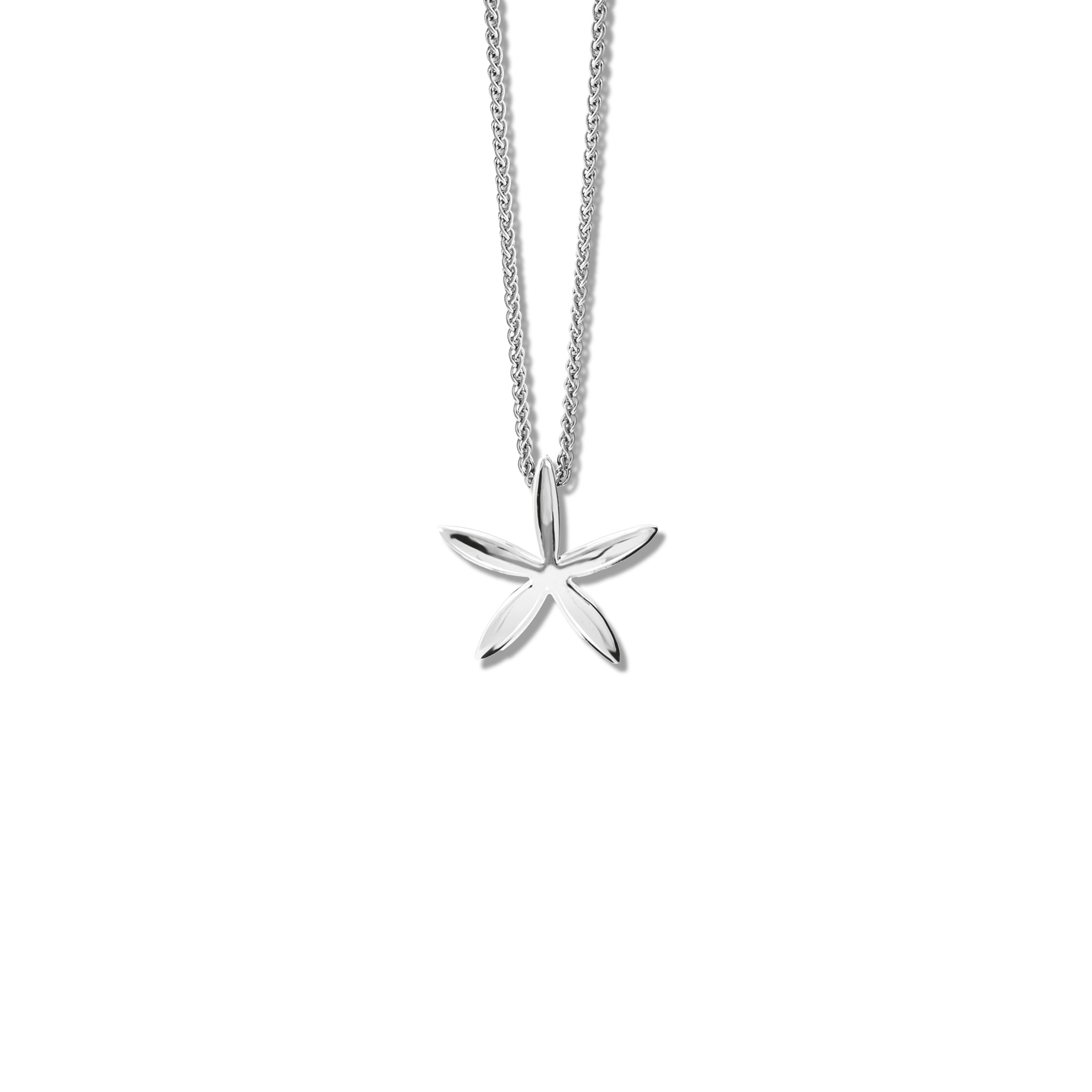 Handcrafted sterling silver starfish shaped necklace pendant.