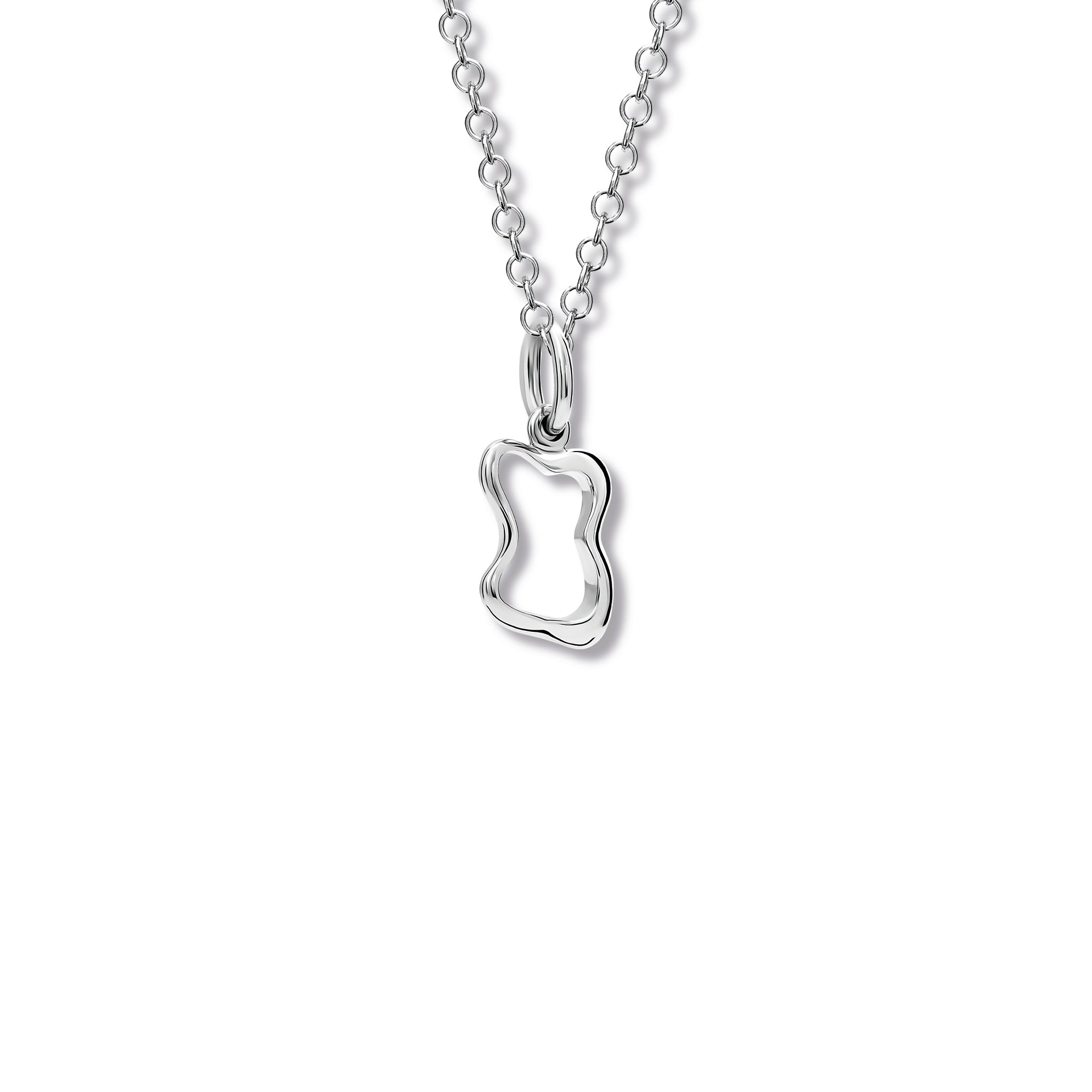 Handcrafted sterling silver necklace pendant featuring the outline of the french pastries: pain au chocolat.
