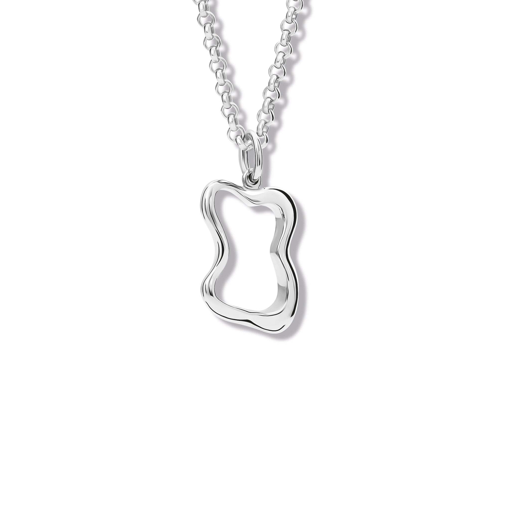 Handcrafted sterling silver necklace pendant feauring the outline of the french pastries: pain au chocolat.