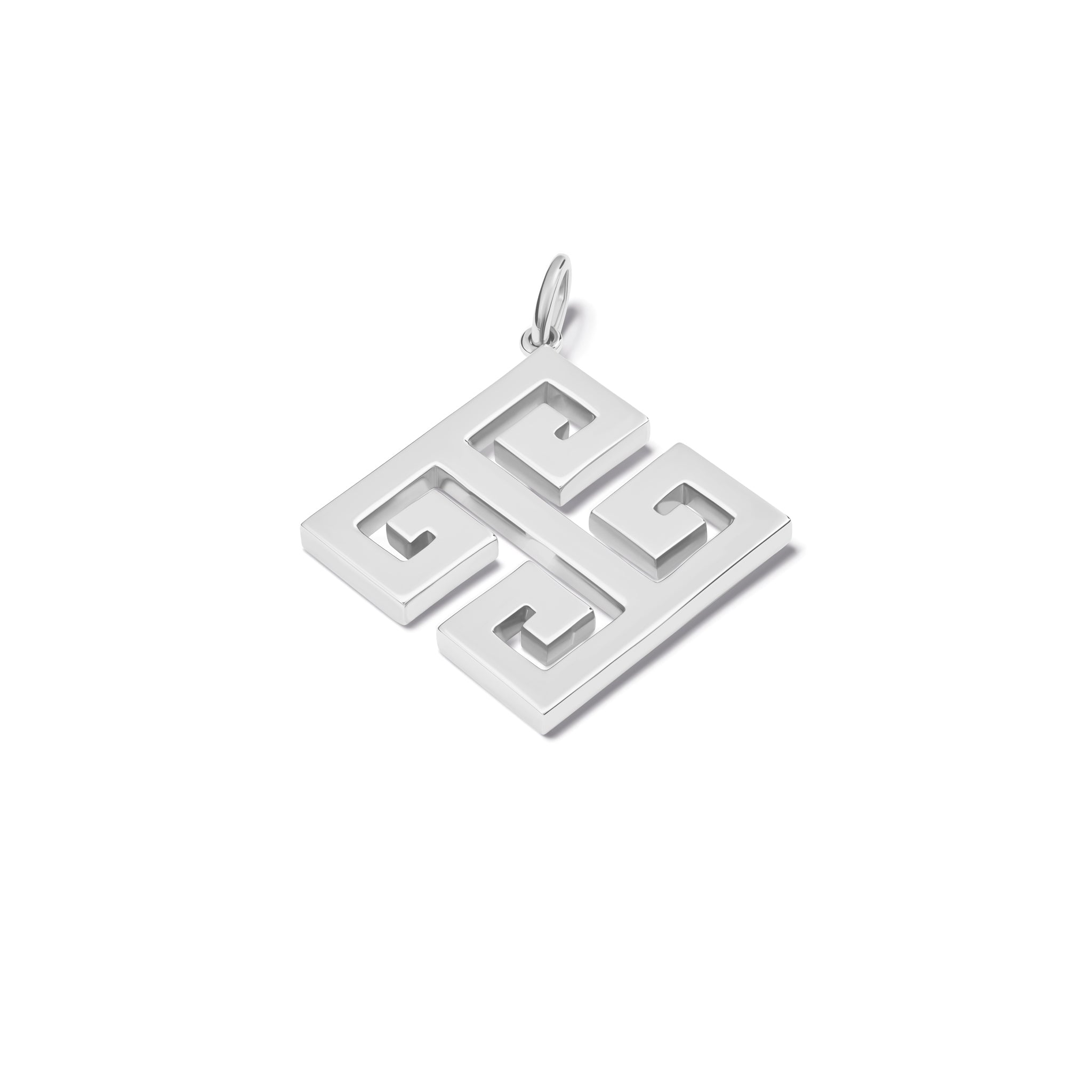 The handcrafted Meandros large necklace pendant in silver.