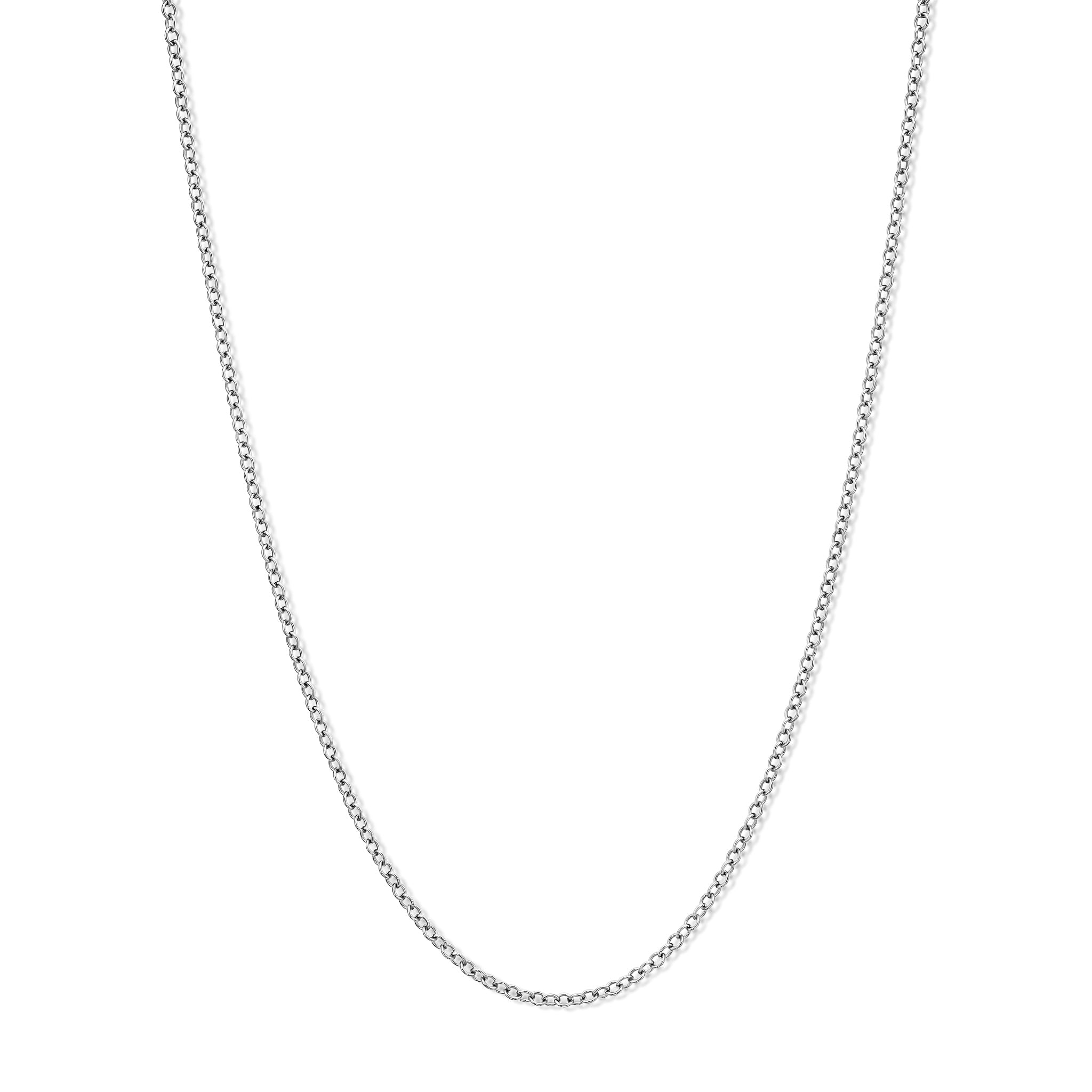 Handcrafted white gold necklace chain featuring small circular links.