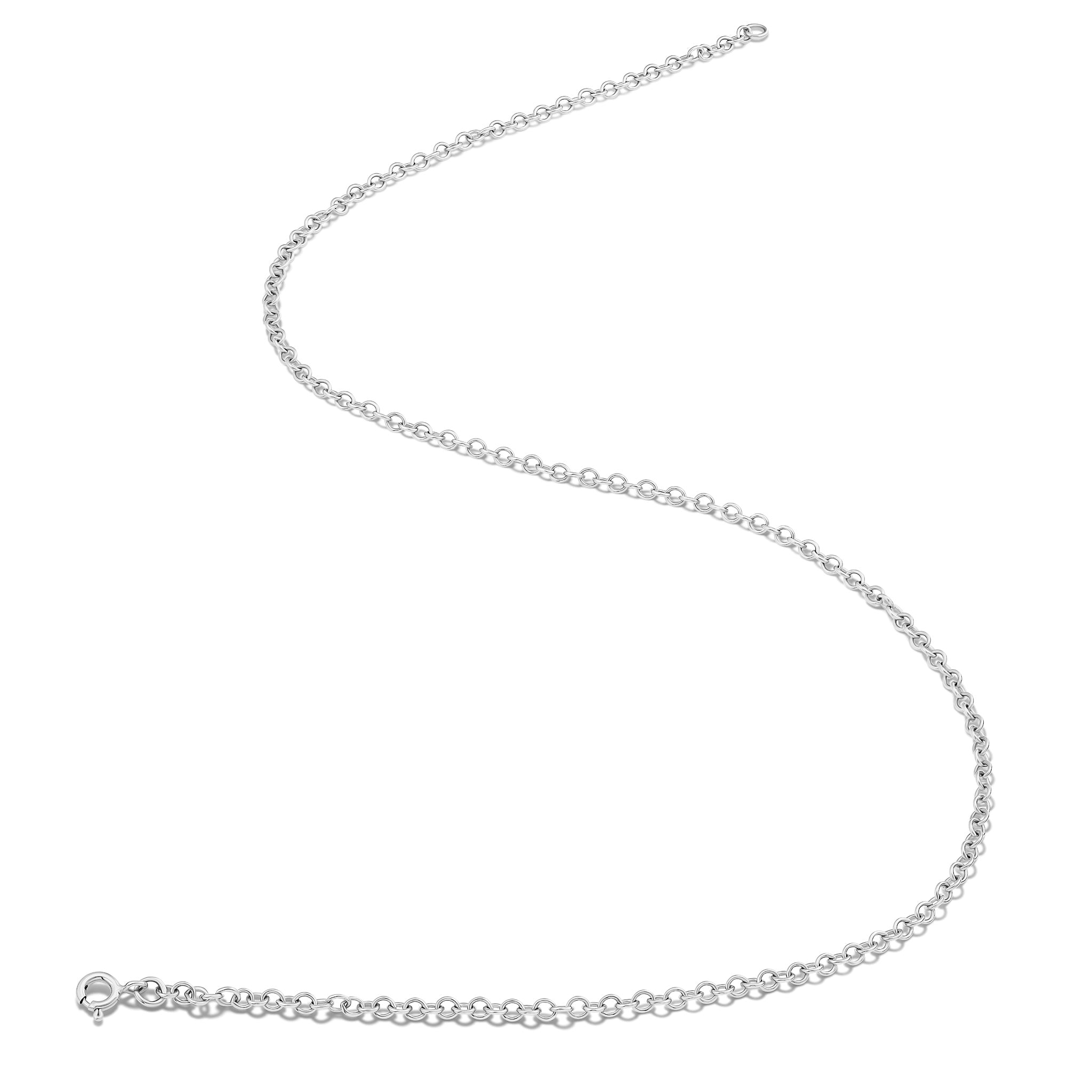 Handcrafted white gold necklace chain featuring small circular links.