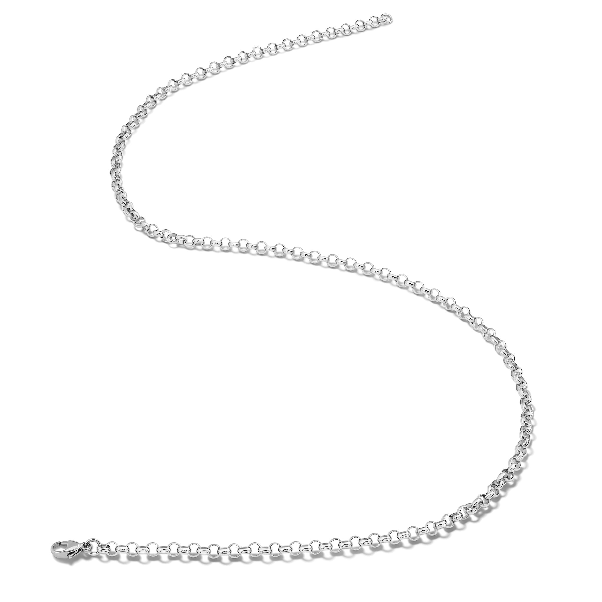 Handcrafted necklace chain in precious metal featuring small round links.