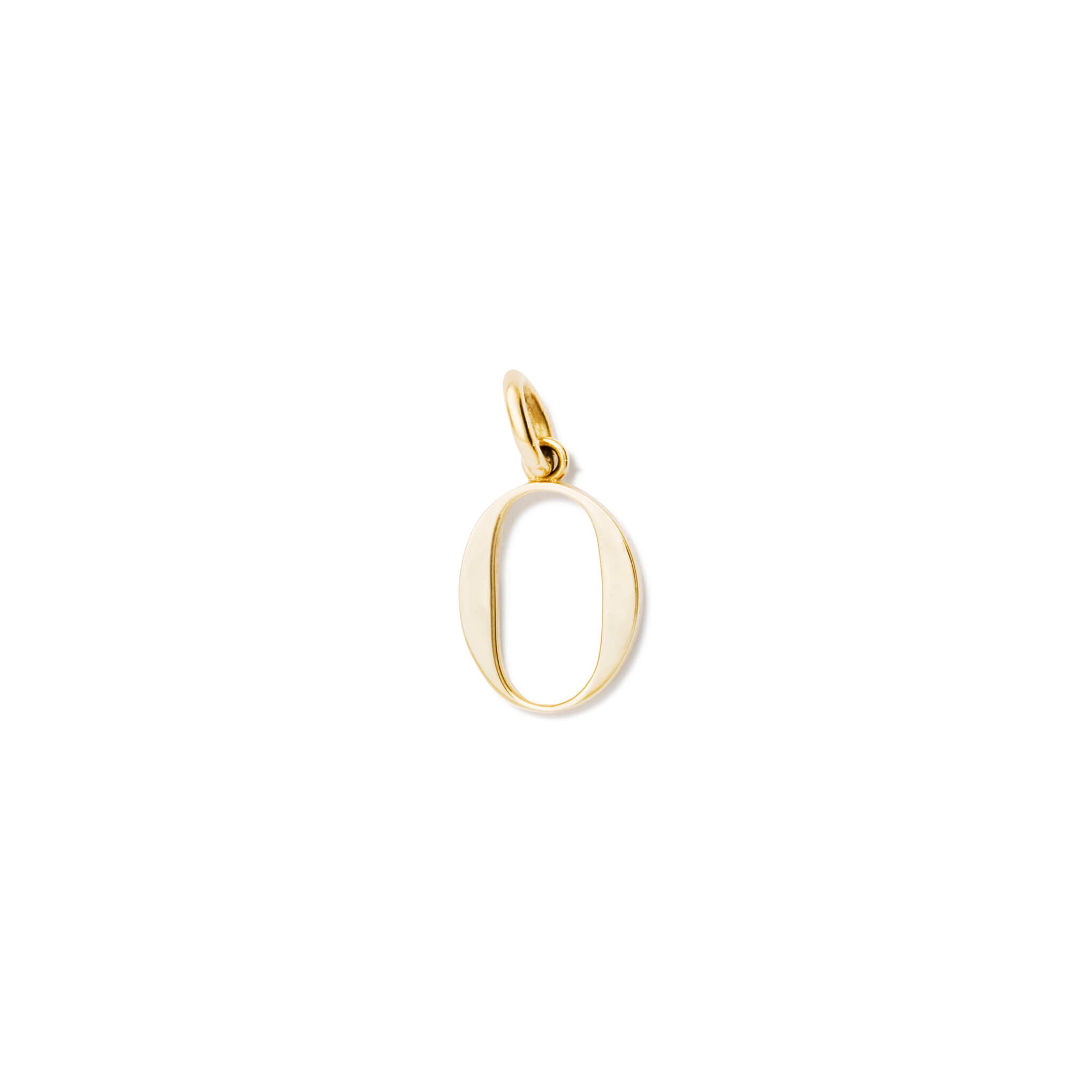 Handcrafted yellow gold initial O necklace pendant, with a loop at the top for chain attachment.