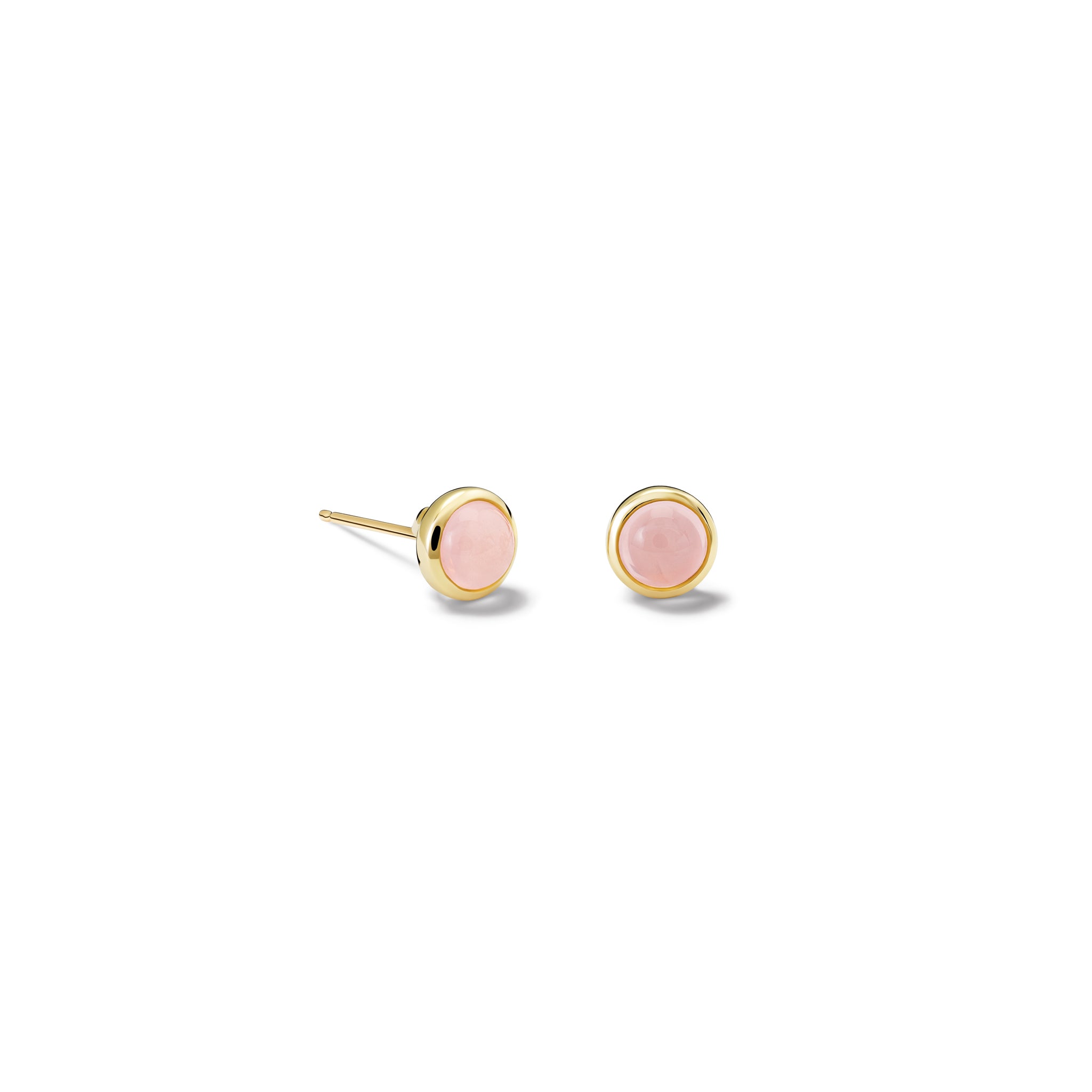 Theresa Studs Yellow Gold - Rose Quartz