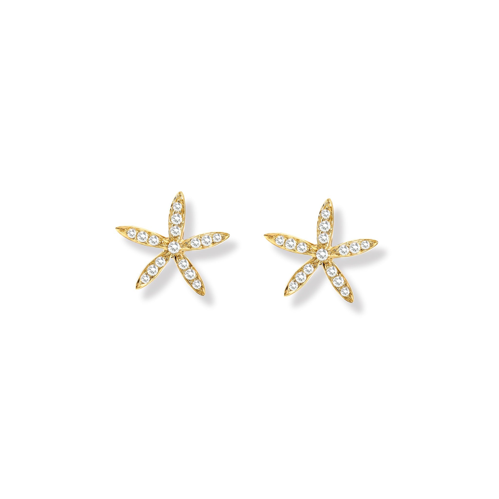 Estrela do Mar Medium Stud Earrings Yellow Gold - Diamond Pavé