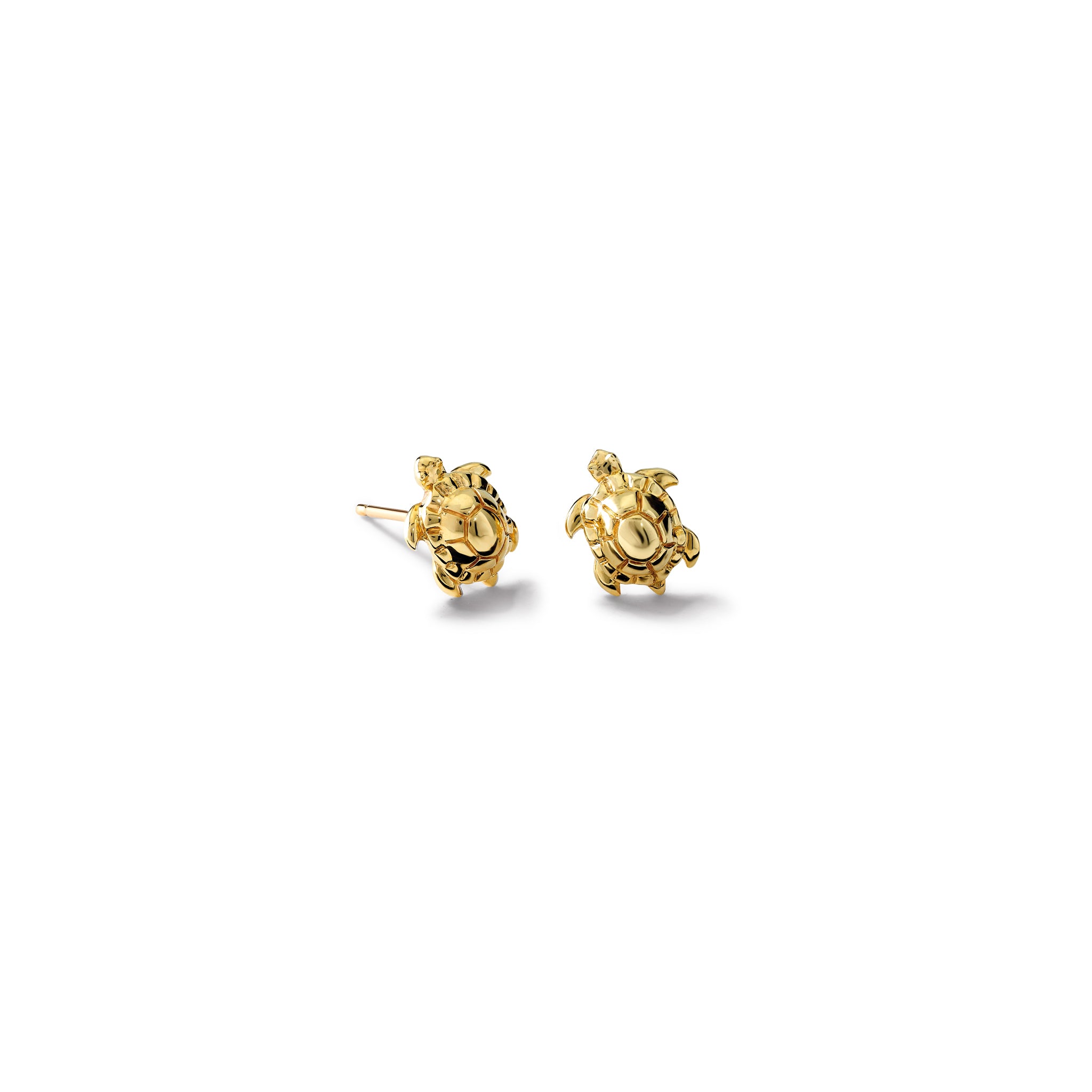 Handcrafted 9ct yellow gold turtle shaped earrings.