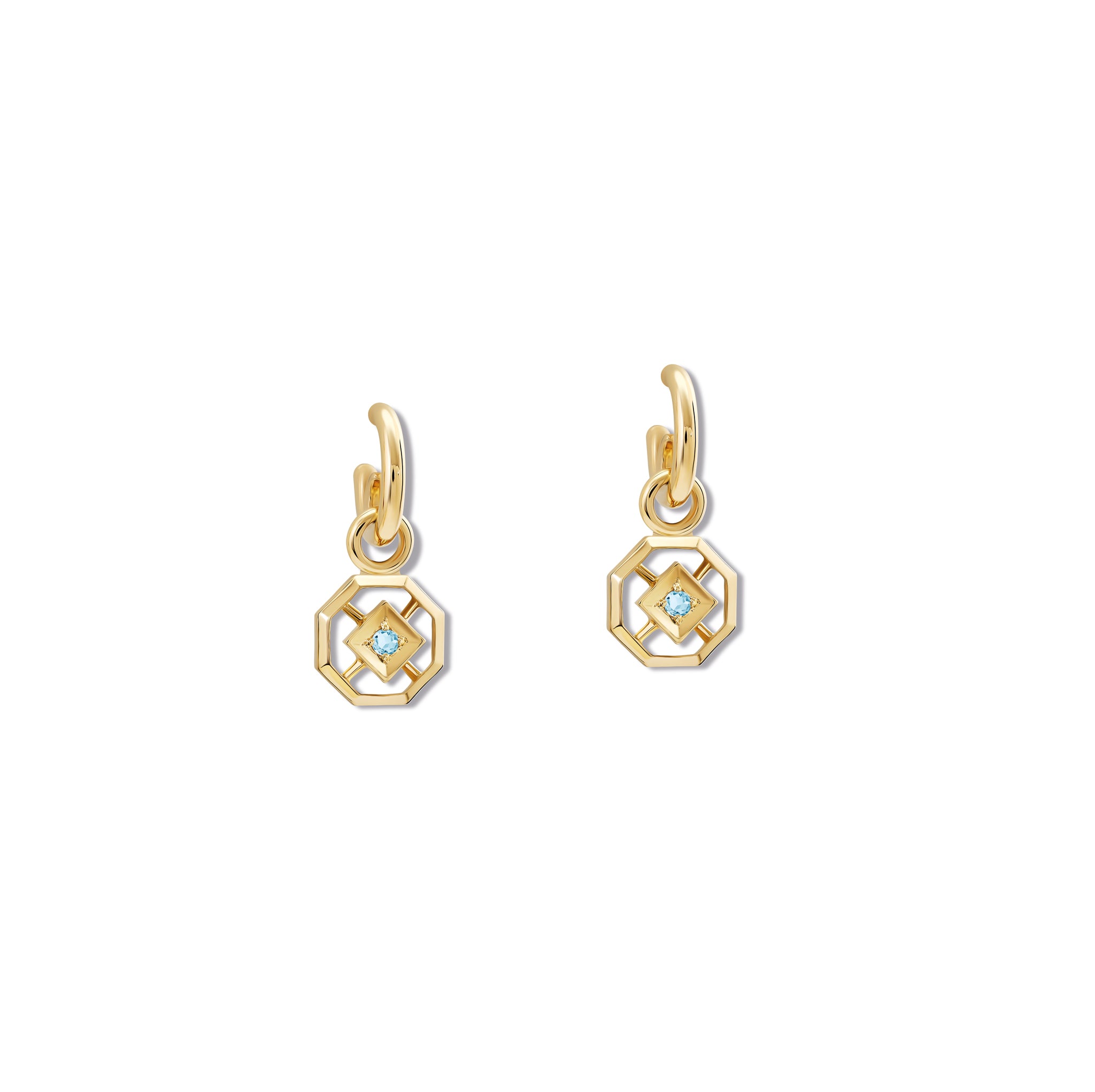 Parquet Earring Drops Yellow Gold Blue Topaz Cassandra Goad