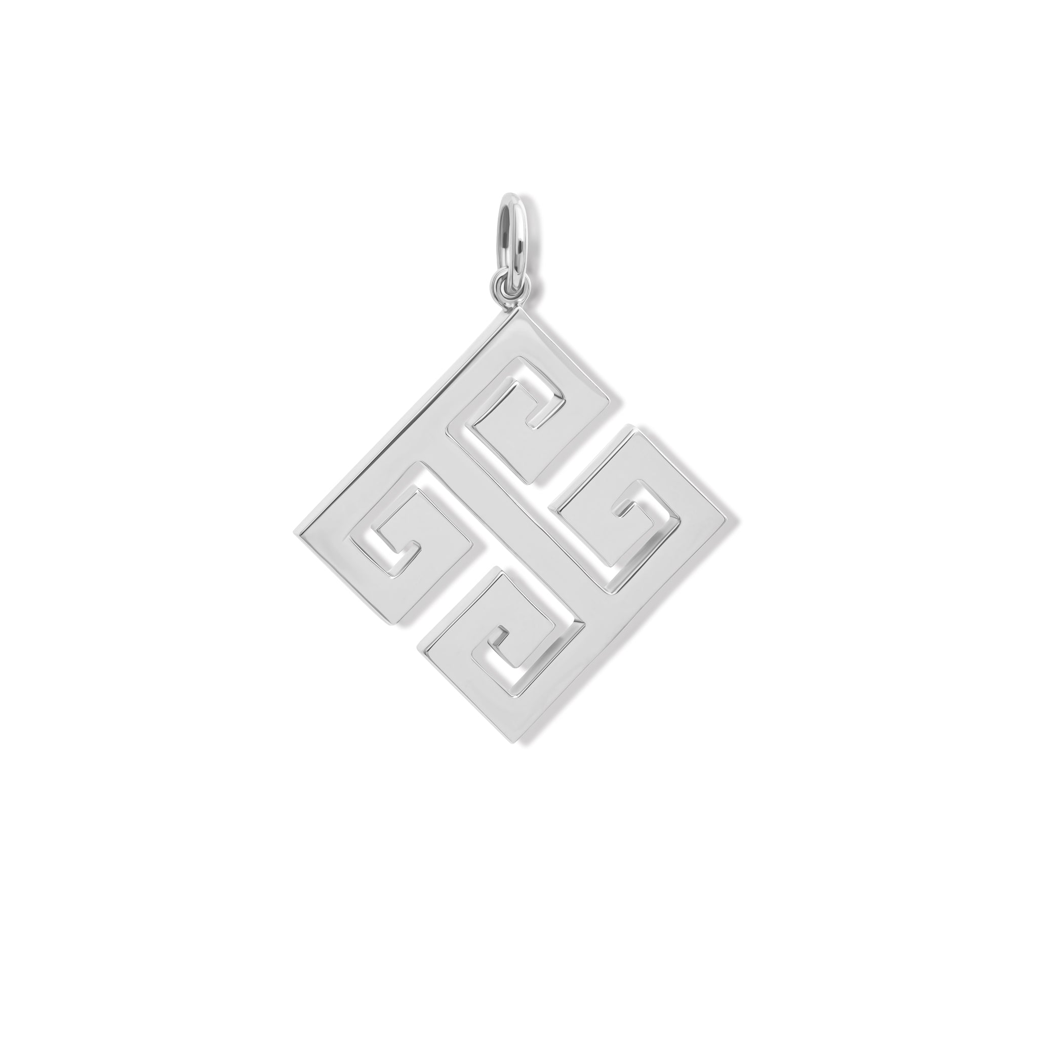 The handcrafted Meandros large necklace pendant in silver.