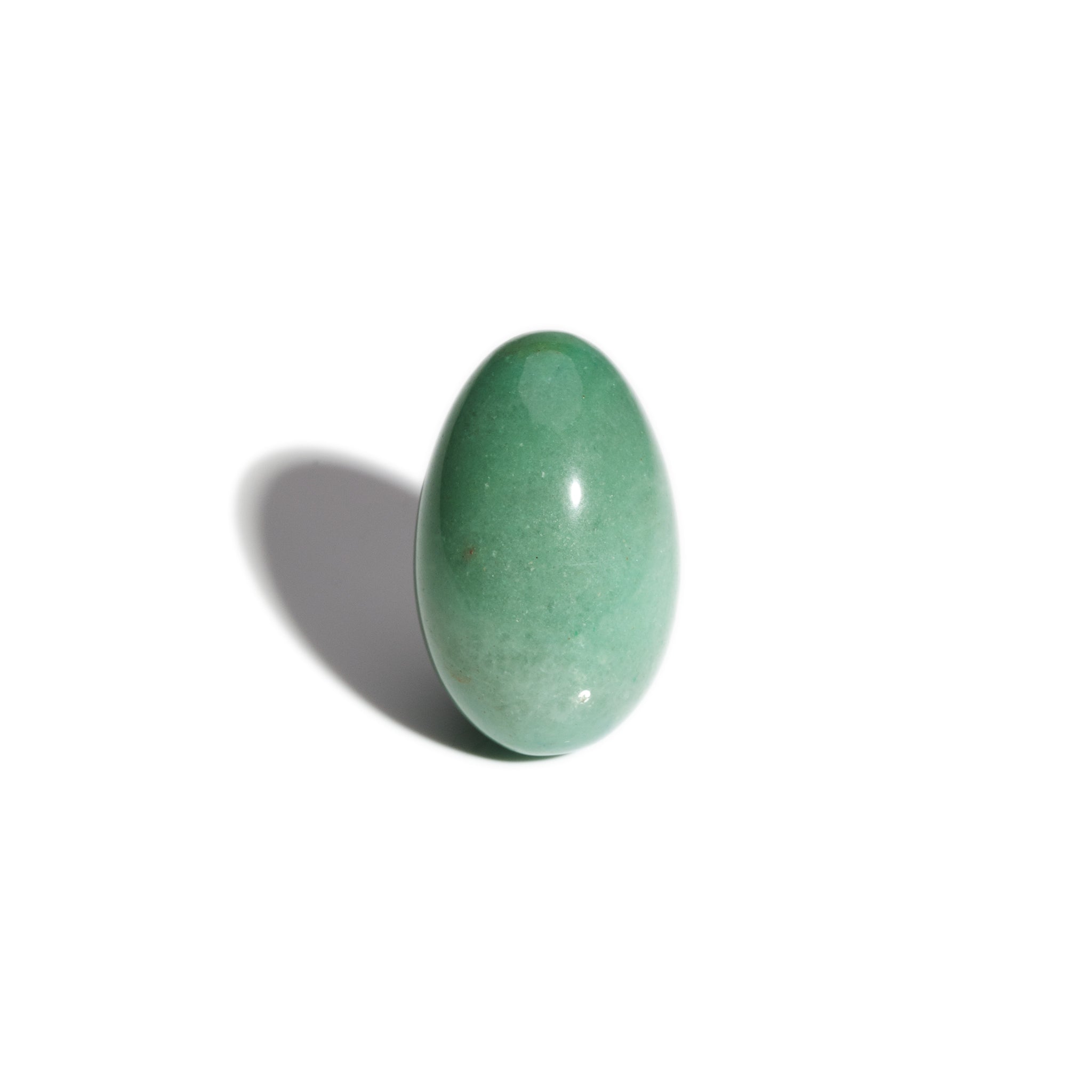 A handcrafted gemstone egg in the precious stone aventurine.
