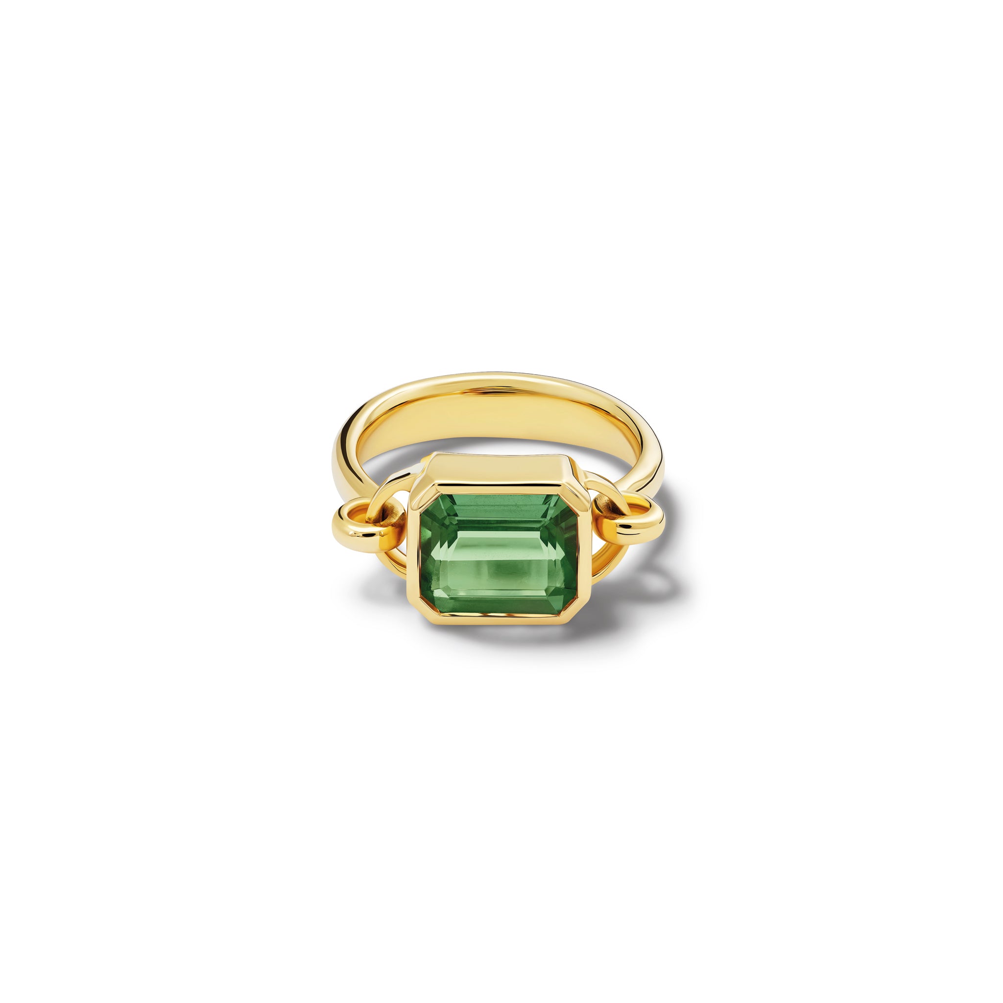 Handcrafted 18ct yellow gold ring featuring a central aquamarine, birthstone of October.