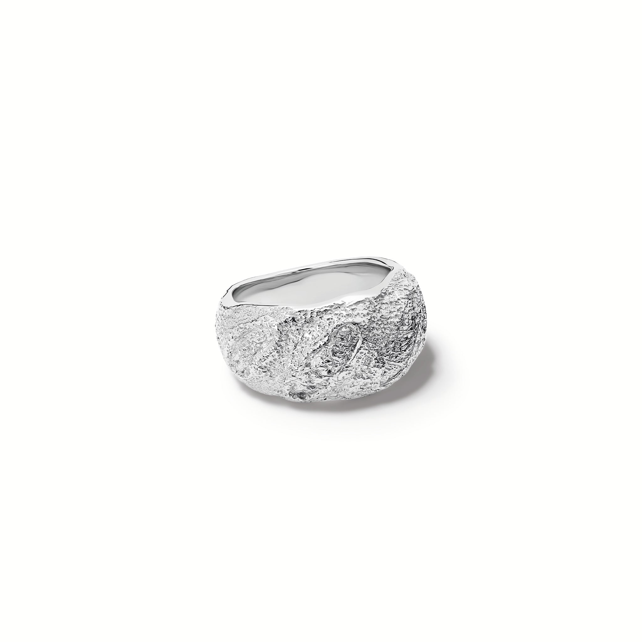 Handcrafted sterling silver ring designed with the intricate pattern and texture of a French baguette.