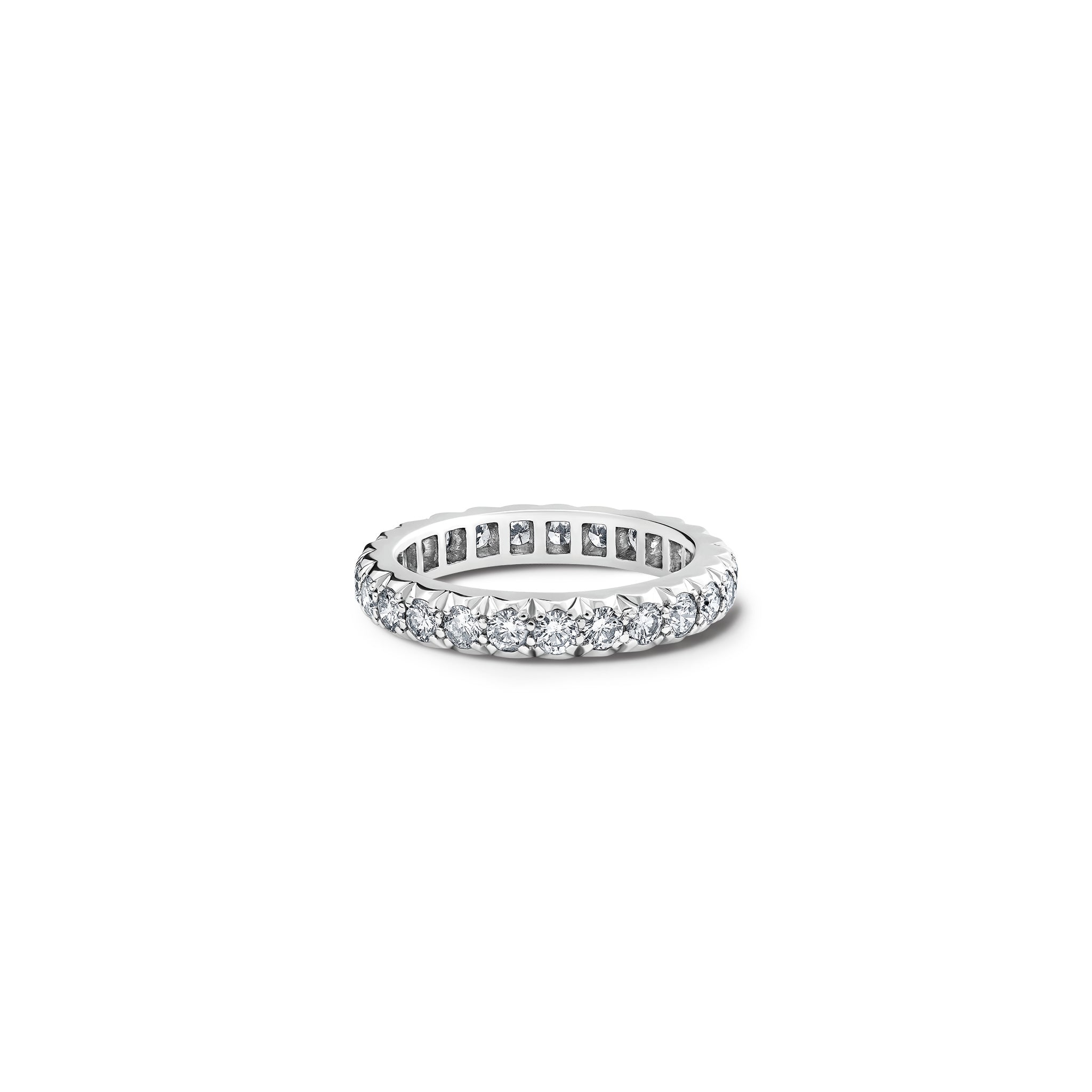 Handcrafted 18ct white gold eternity ring with diamonds.