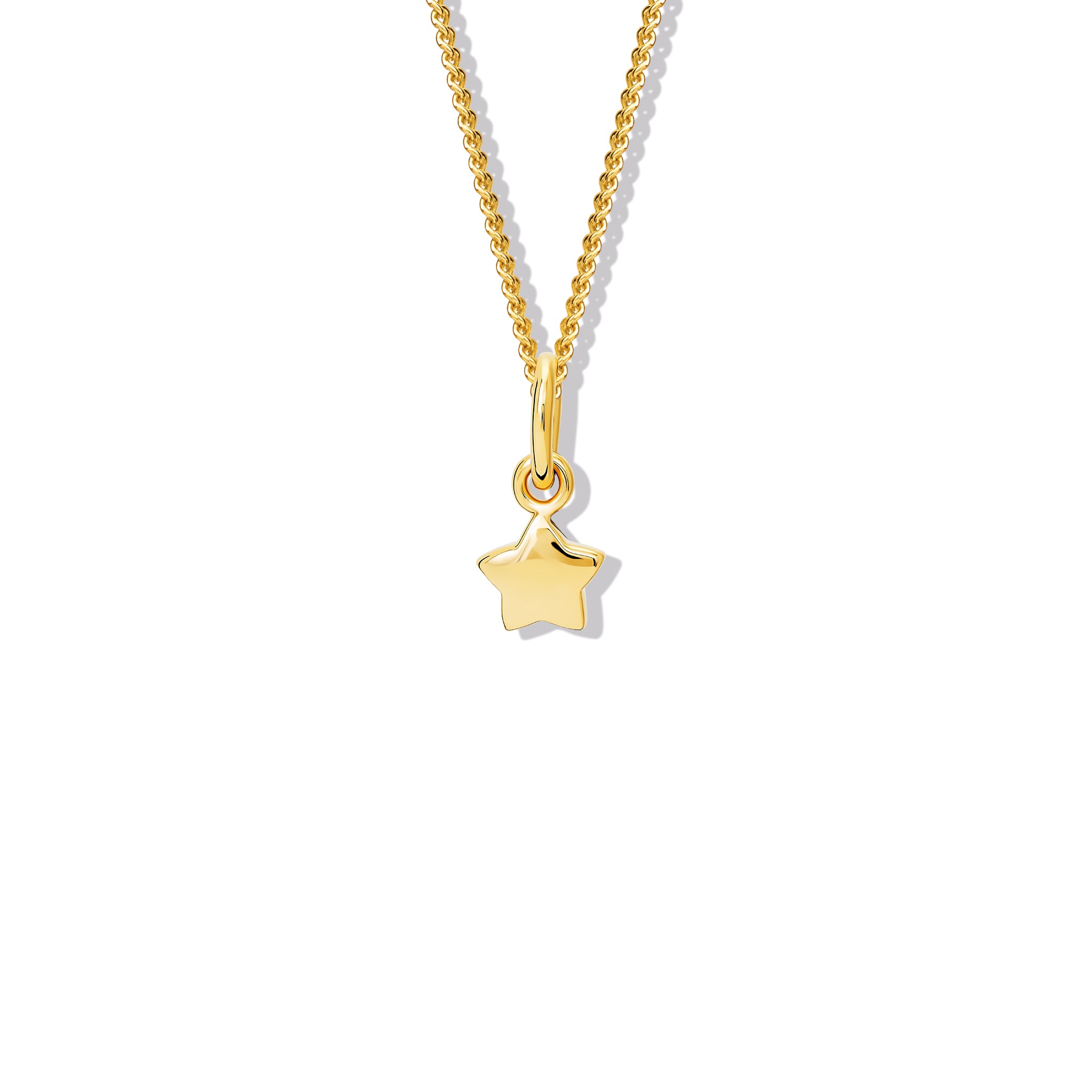 Handcrafted 9ct yellow gold necklace pendant in the shape of a star.