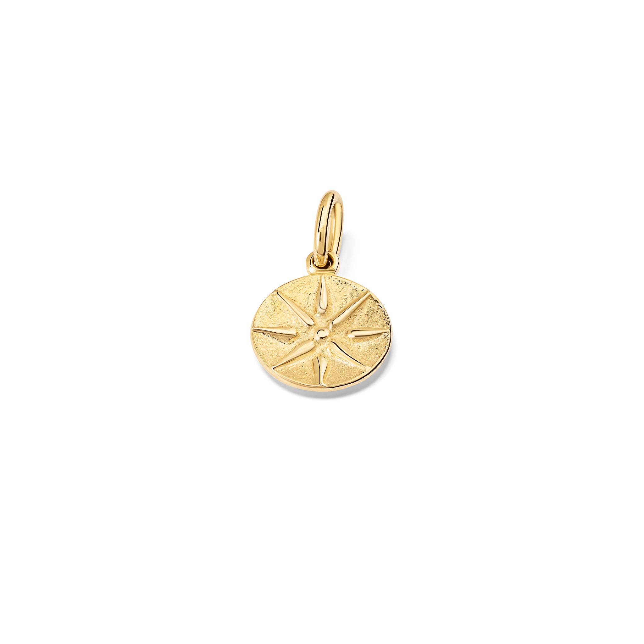 Handcrafted 9ct yellow gold necklace pendant with a star 'en relief'.