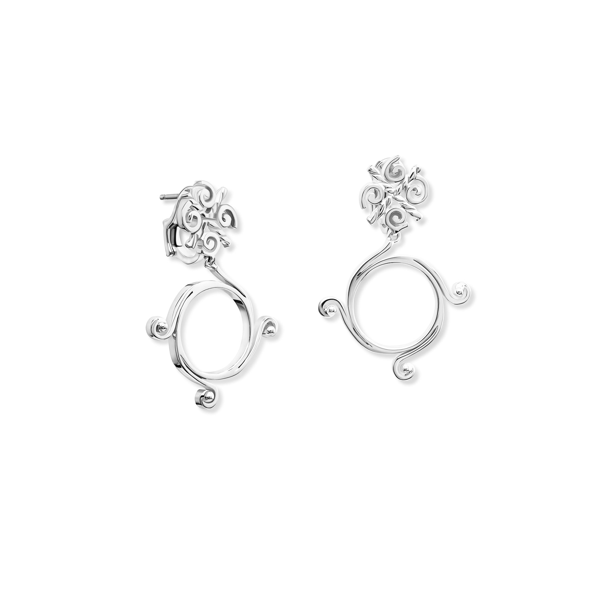 handcrafted Pallas Athena double earrings in silver.