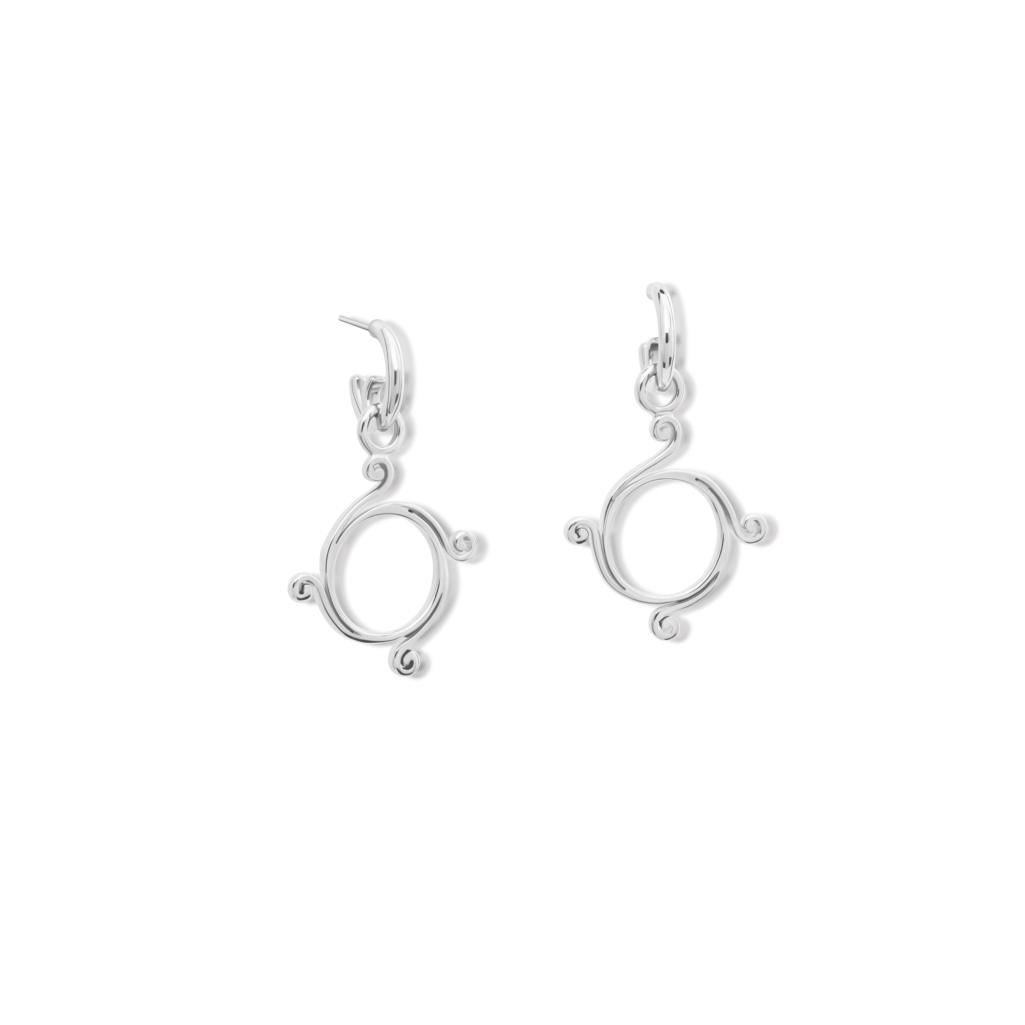 Handcrafted Athena small earring drops in silver.