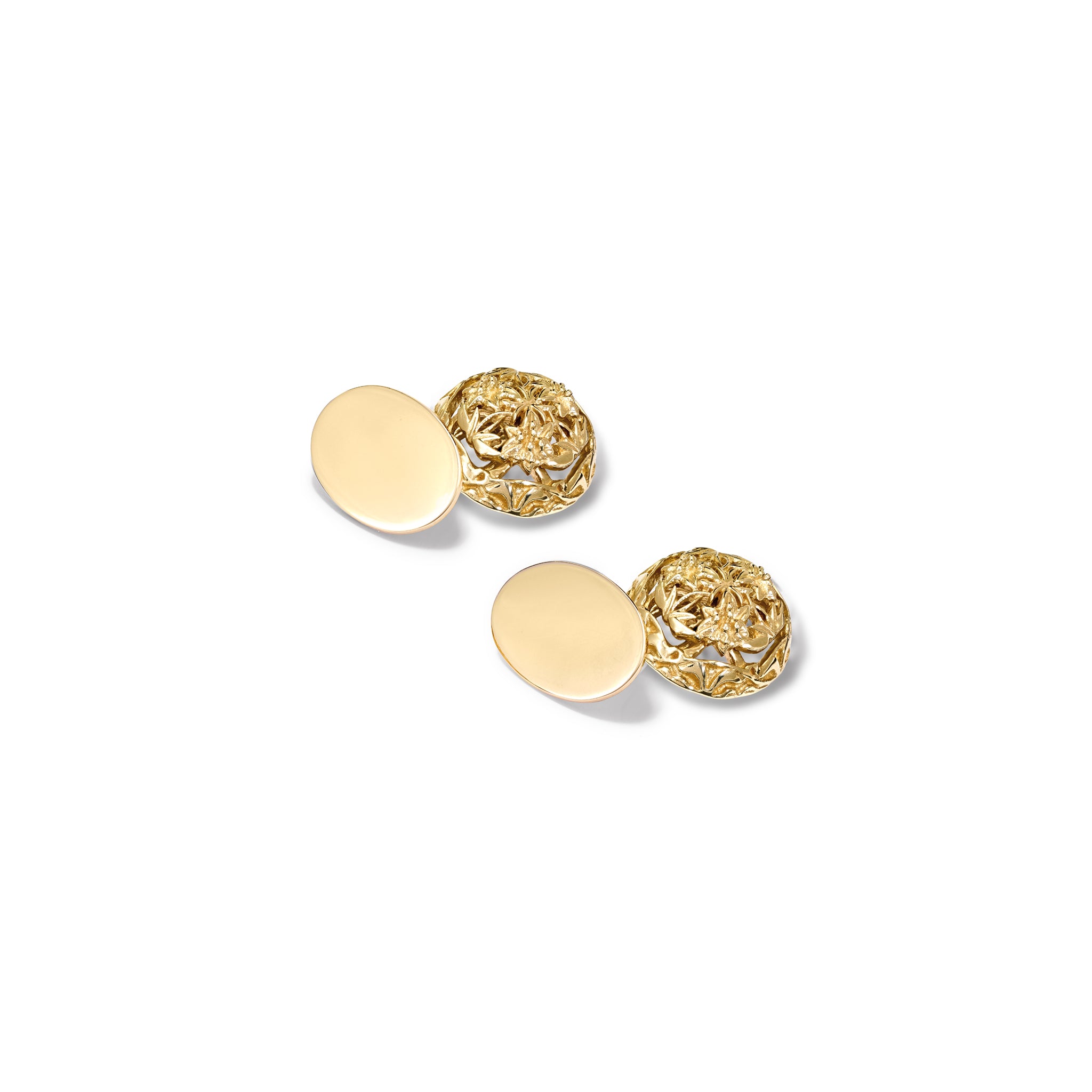 Handcrafted yellow gold Eton College Chapel single ended cufflinks.