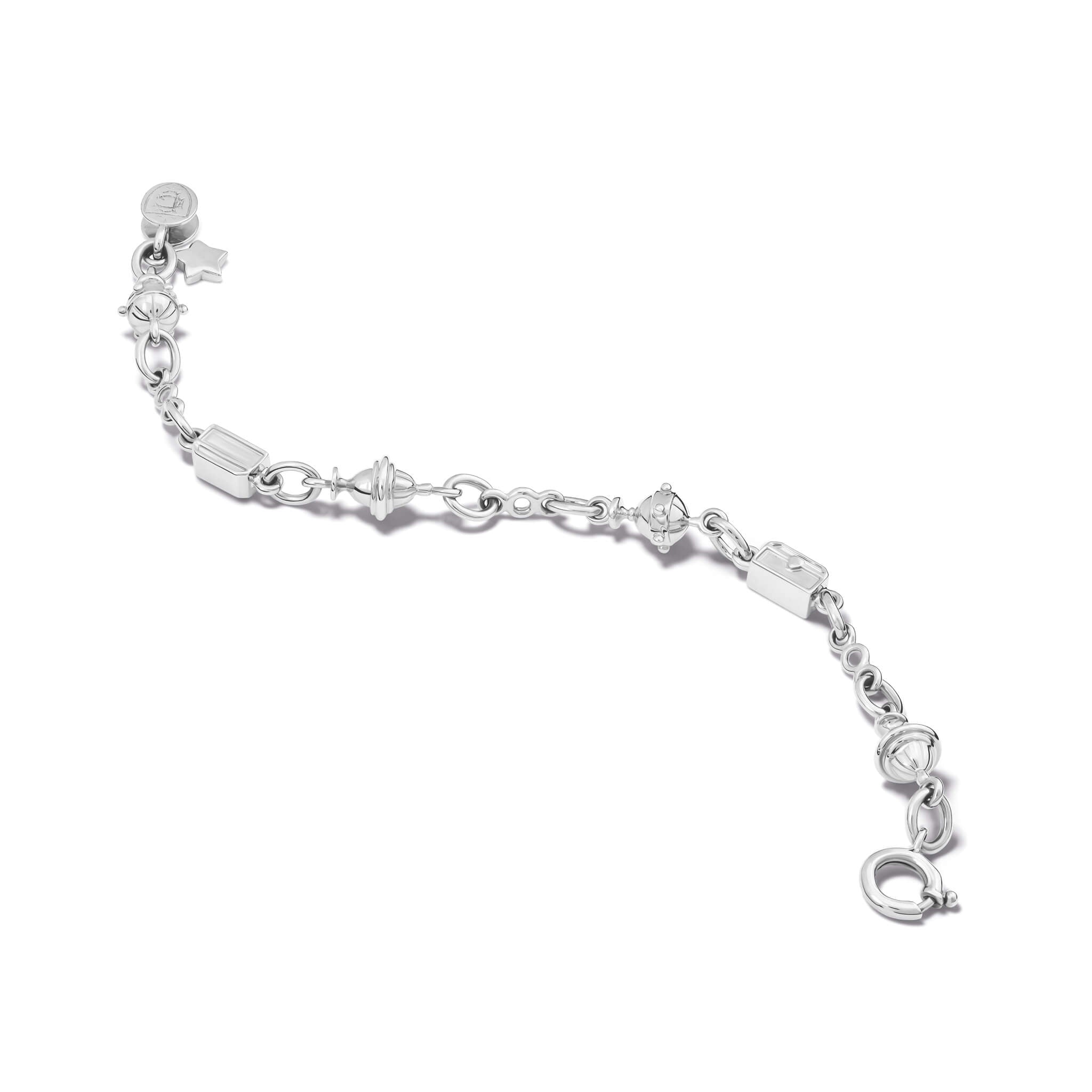 Handcrafted silver Epiphany bracelet perfect for adding charms and pendants.