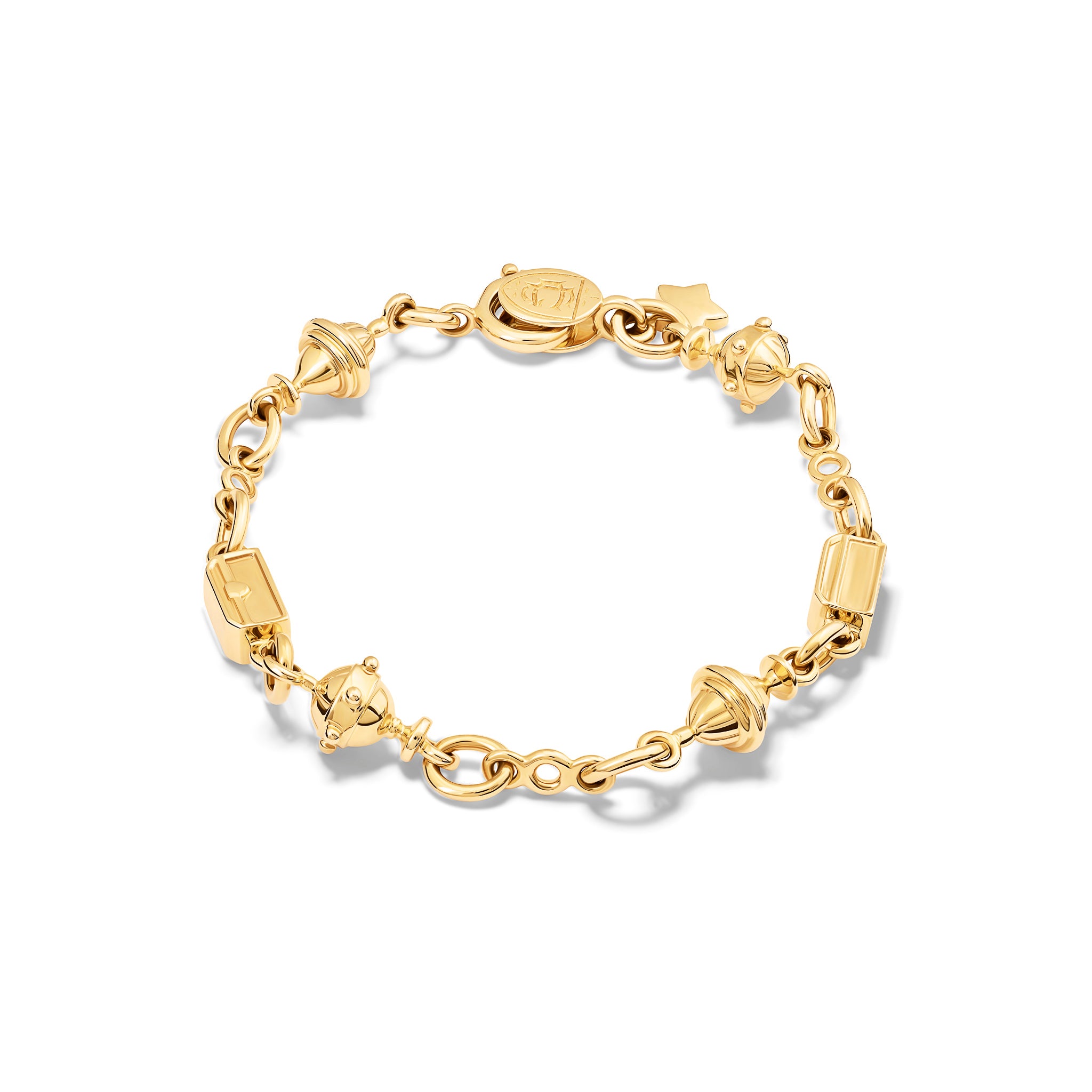 Handcrafted yellow gold Epiphany bracelet perfect for adding charms and pendants.