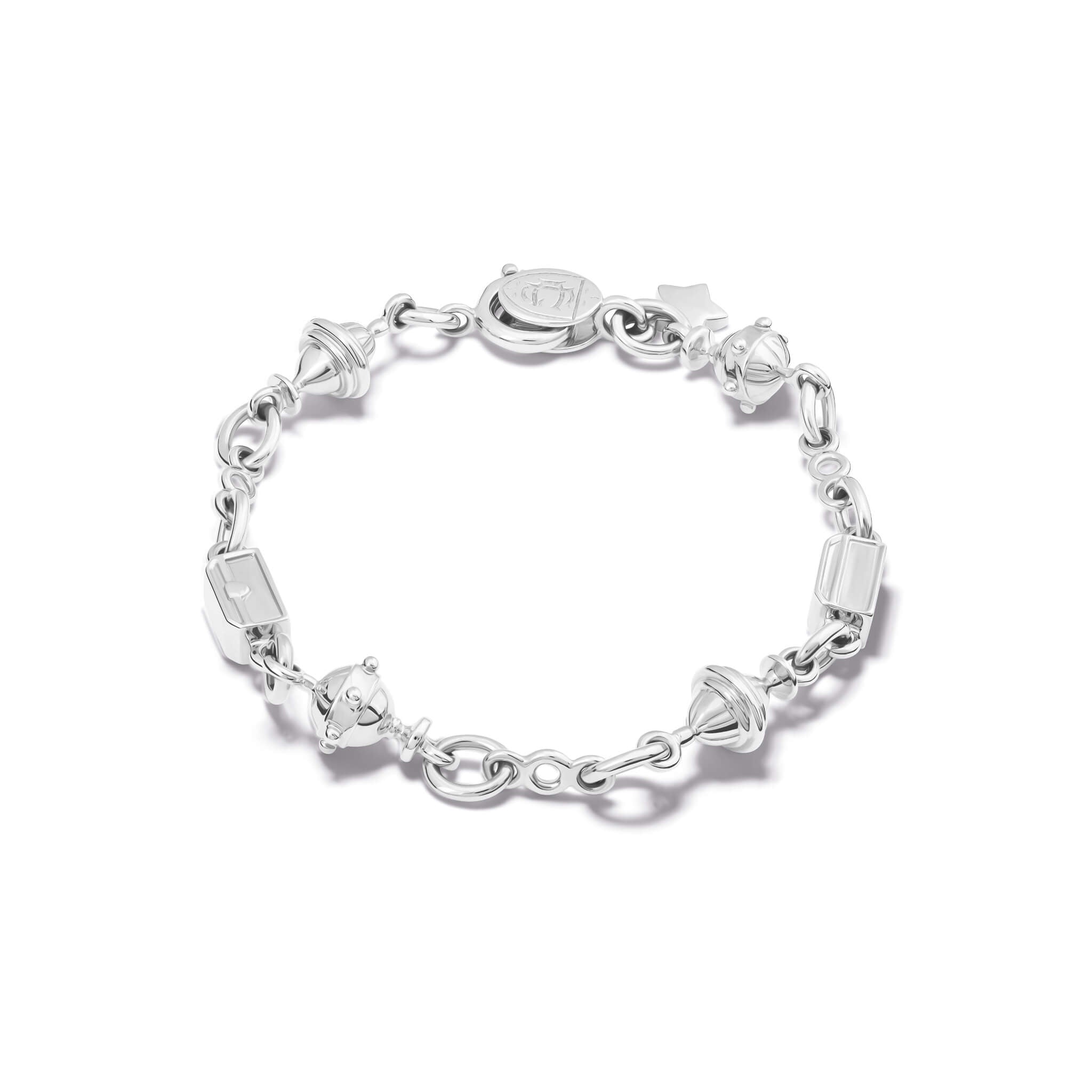 Handcrafted silver Epiphany bracelet perfect for adding charms and pendants.