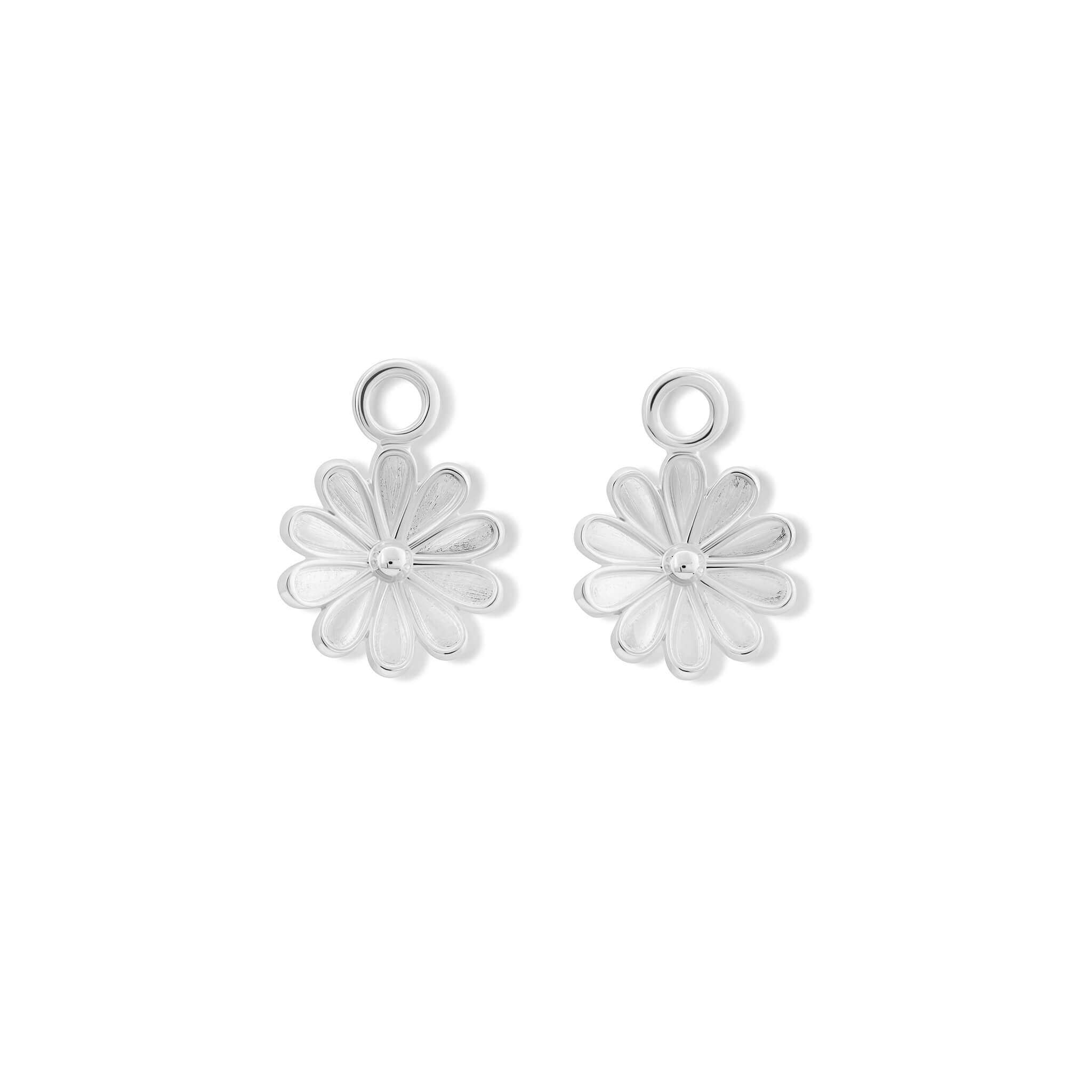 Handcrafted silver earring drops in the shape of an anemone flower.