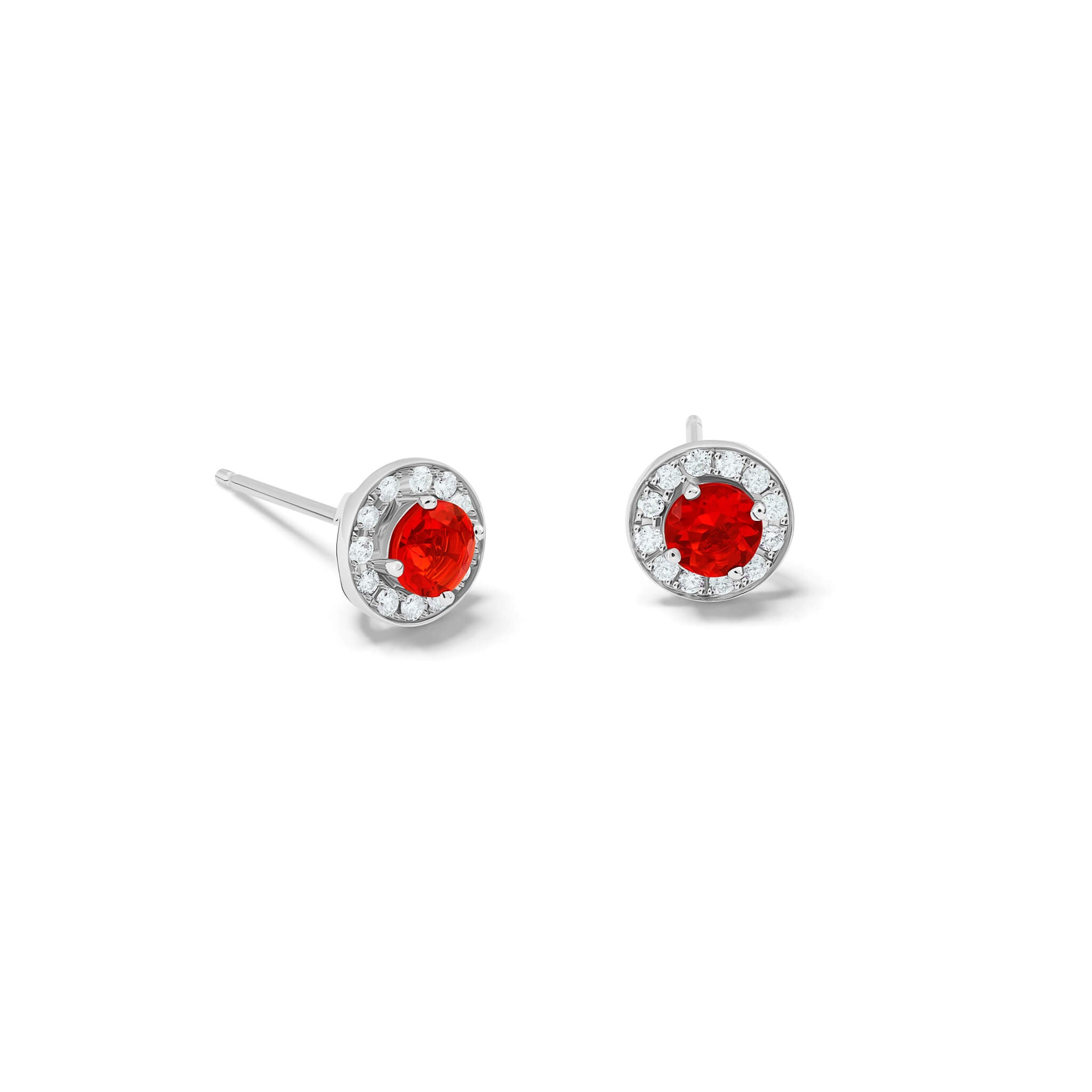 interchangeable white gold stud earrings with orange fire opal and diamond pave from cassandra goad’s classic collection