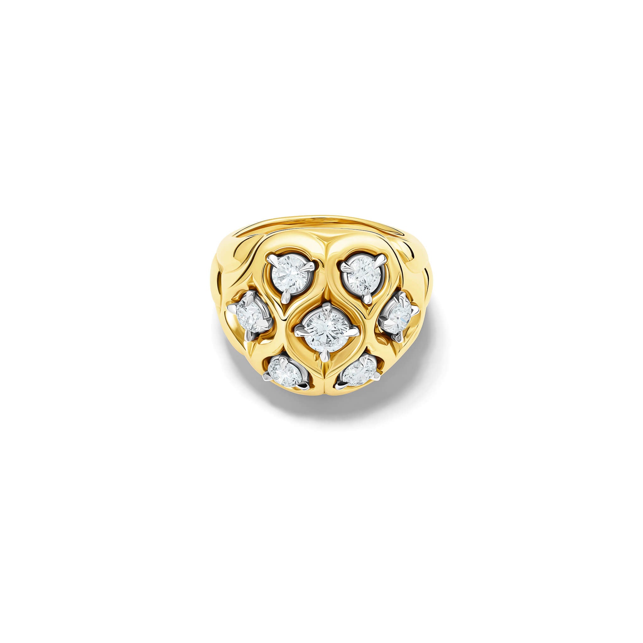 Handcrafted 18ct yellow gold ring with diamond inspired by pleats in Ancient Greek clothing.