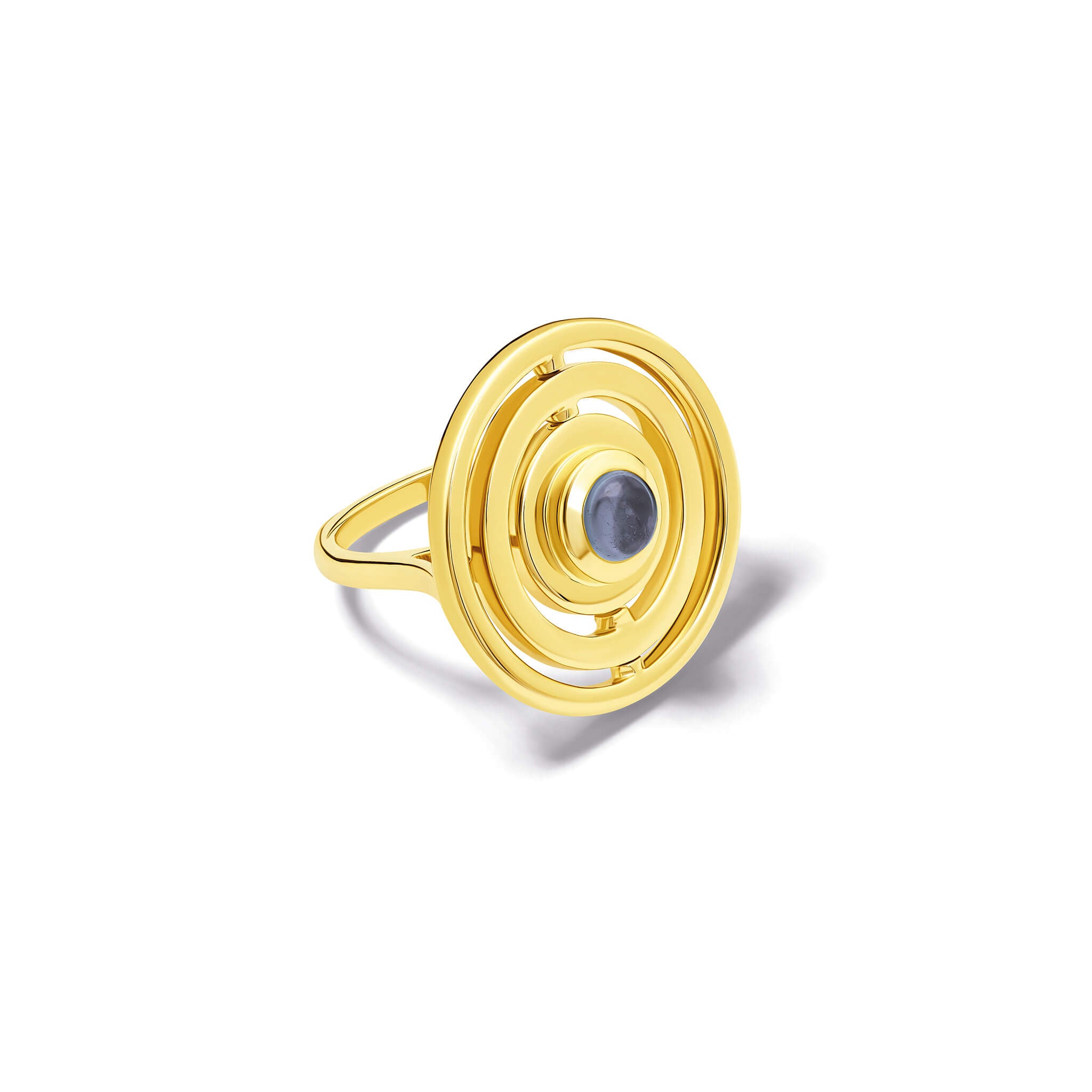 Gyroskop Ring Yellow Gold - Cabochon Blue Sapphire
