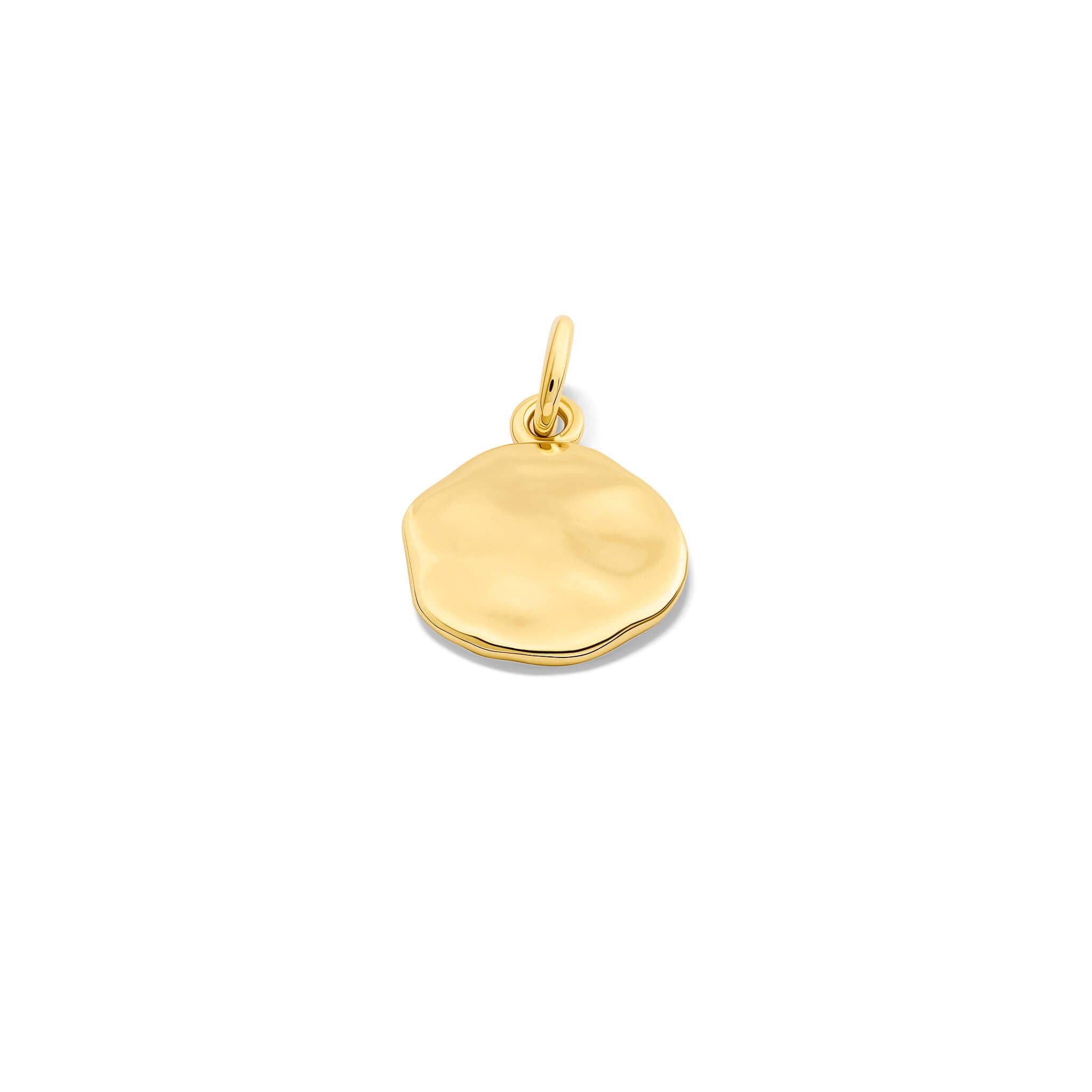 engravable yellow gold pebble disc small pendant for personalised jewellery, from cassandra goad's classic collection