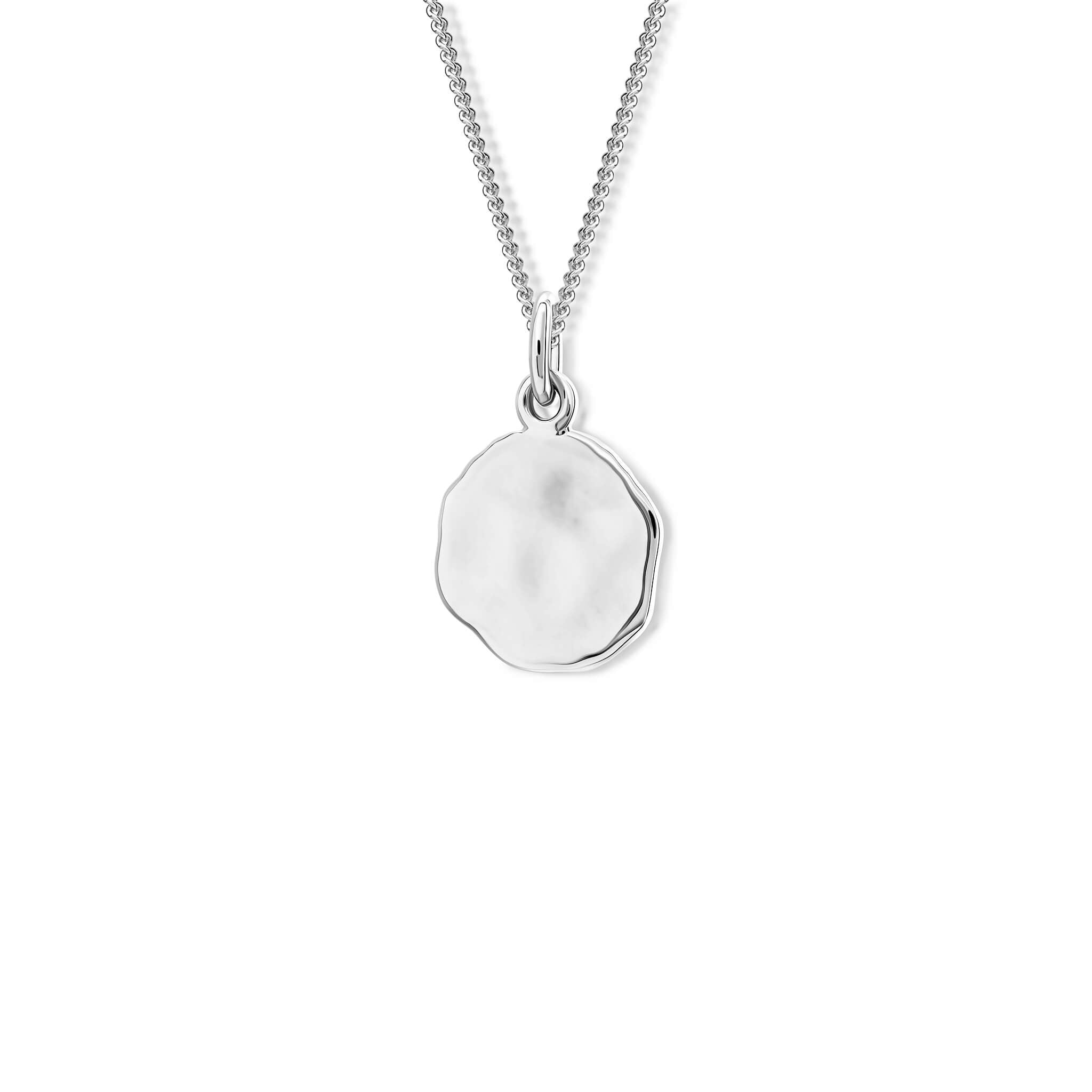 engravable silver pebble disc small pendant for personalised jewellery, from cassandra goad's classic collection