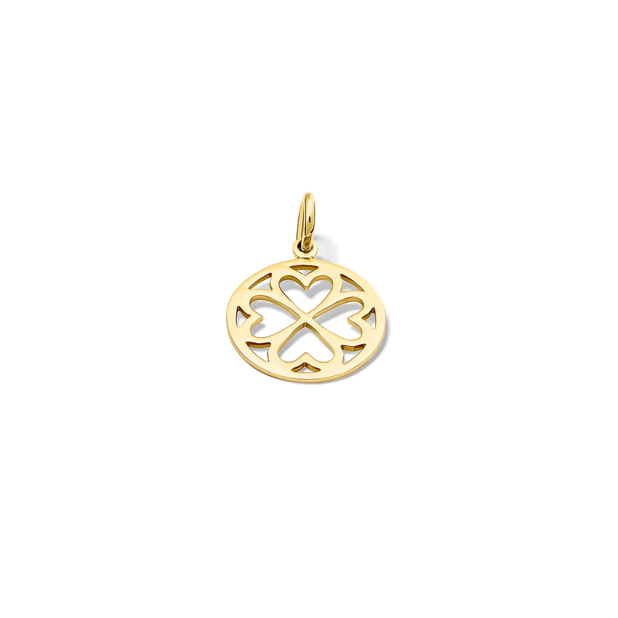 Handcrafted yellow gold Klover pendant symbolising faith, hope, love, and luck