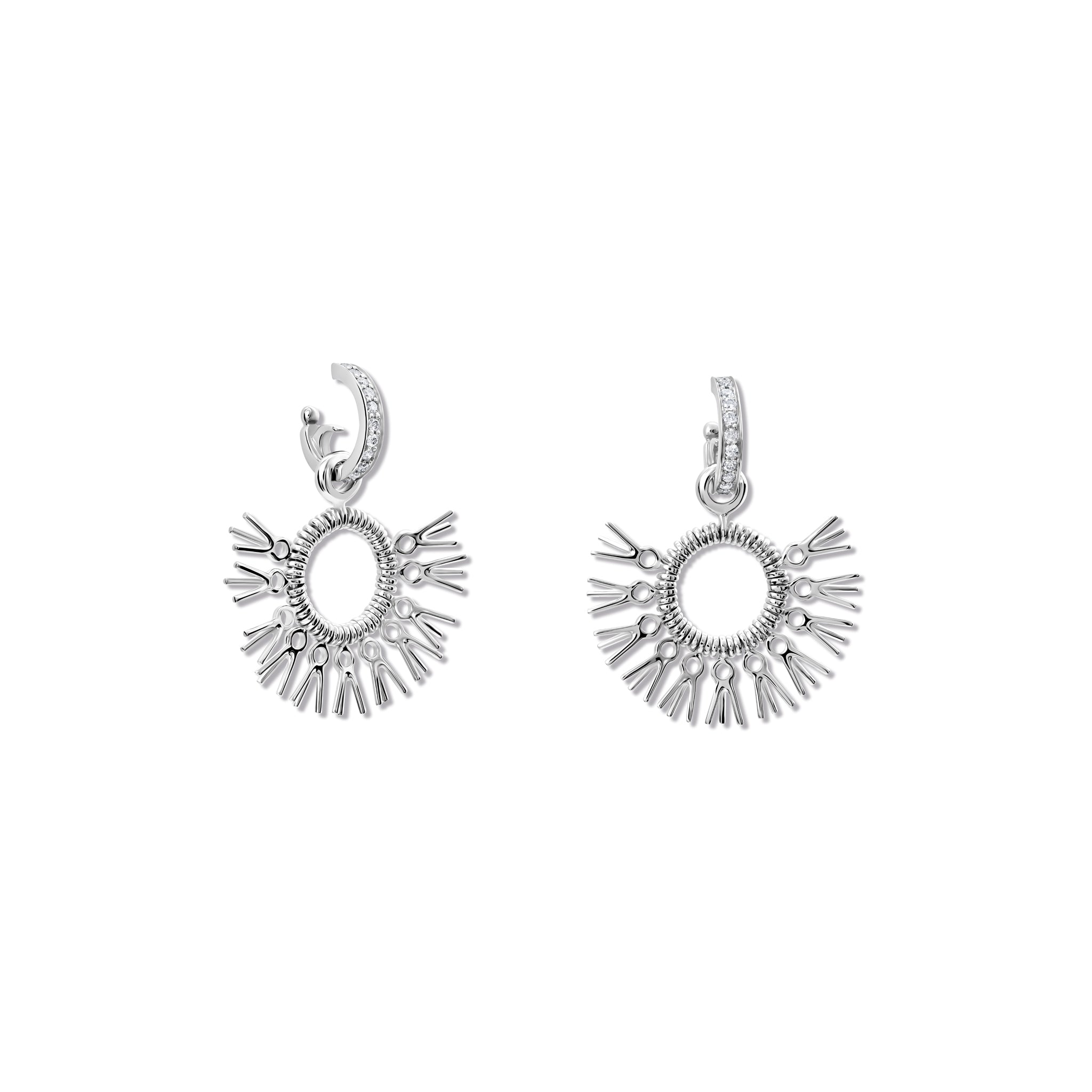 Handcrafted sterling silver earrings drops in the shape of dried palm fronds from Morocco.