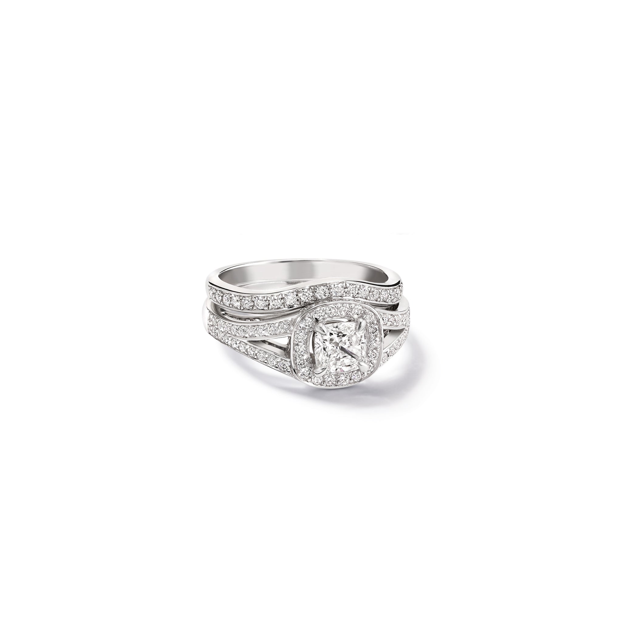 Handcrafted 18ct white gold wedding band set with diamond pavé round the band.