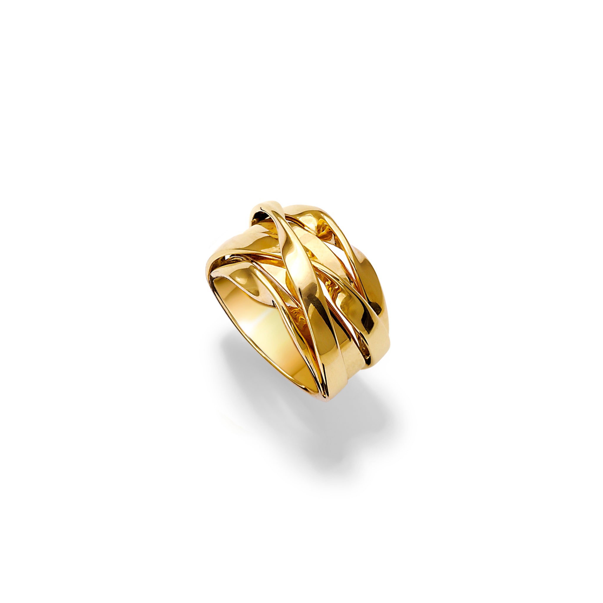 Handcrafted yellow gold ring featuring a nest of tagliatelle.