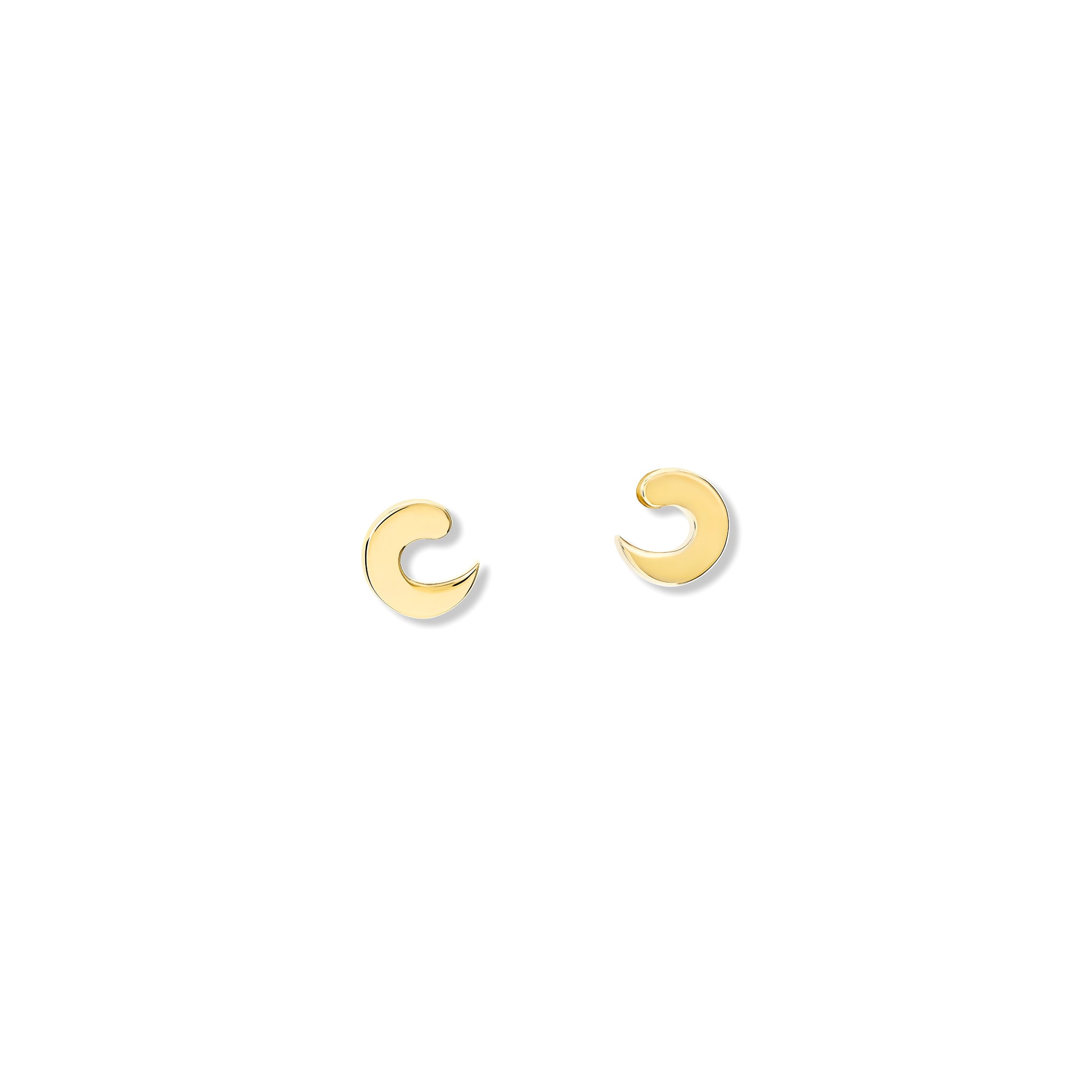 Handcrafted yellow gold crescent shaped earrings.
