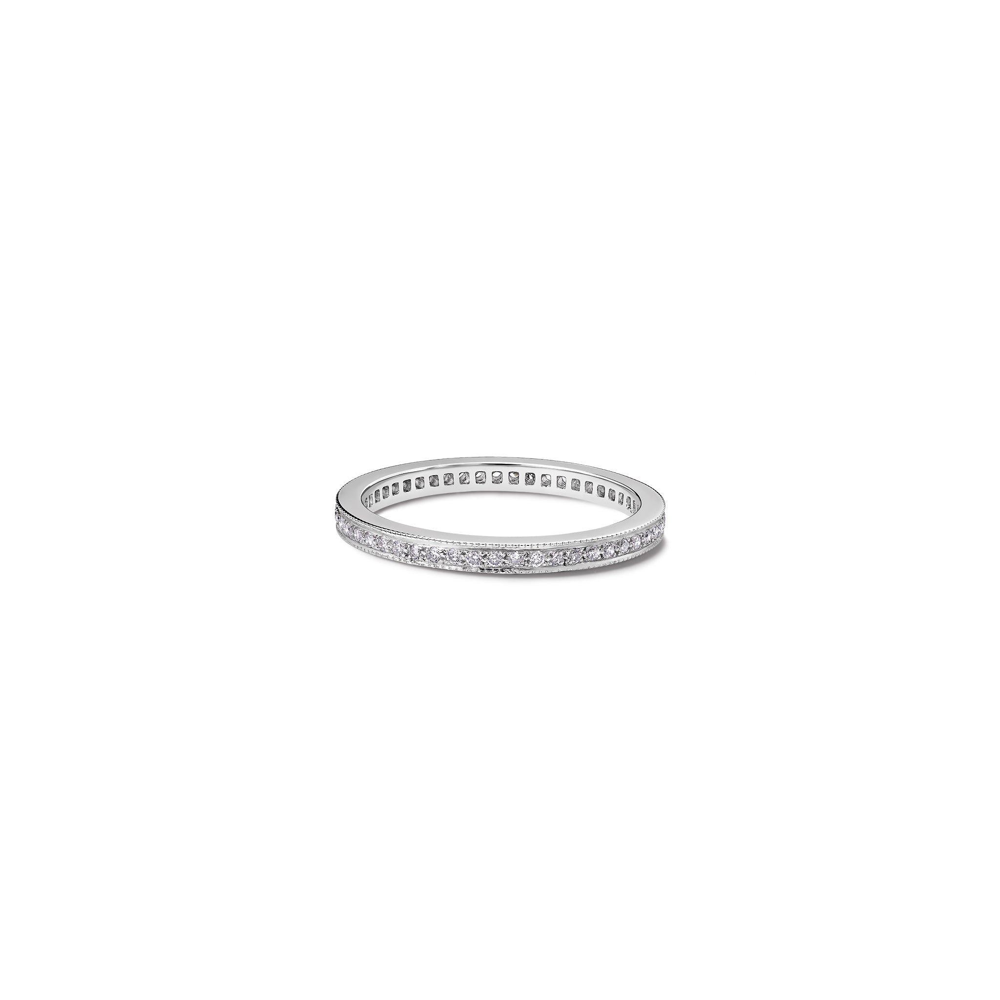 Handcrafted 18ct white gold eternity ring with diamonds.