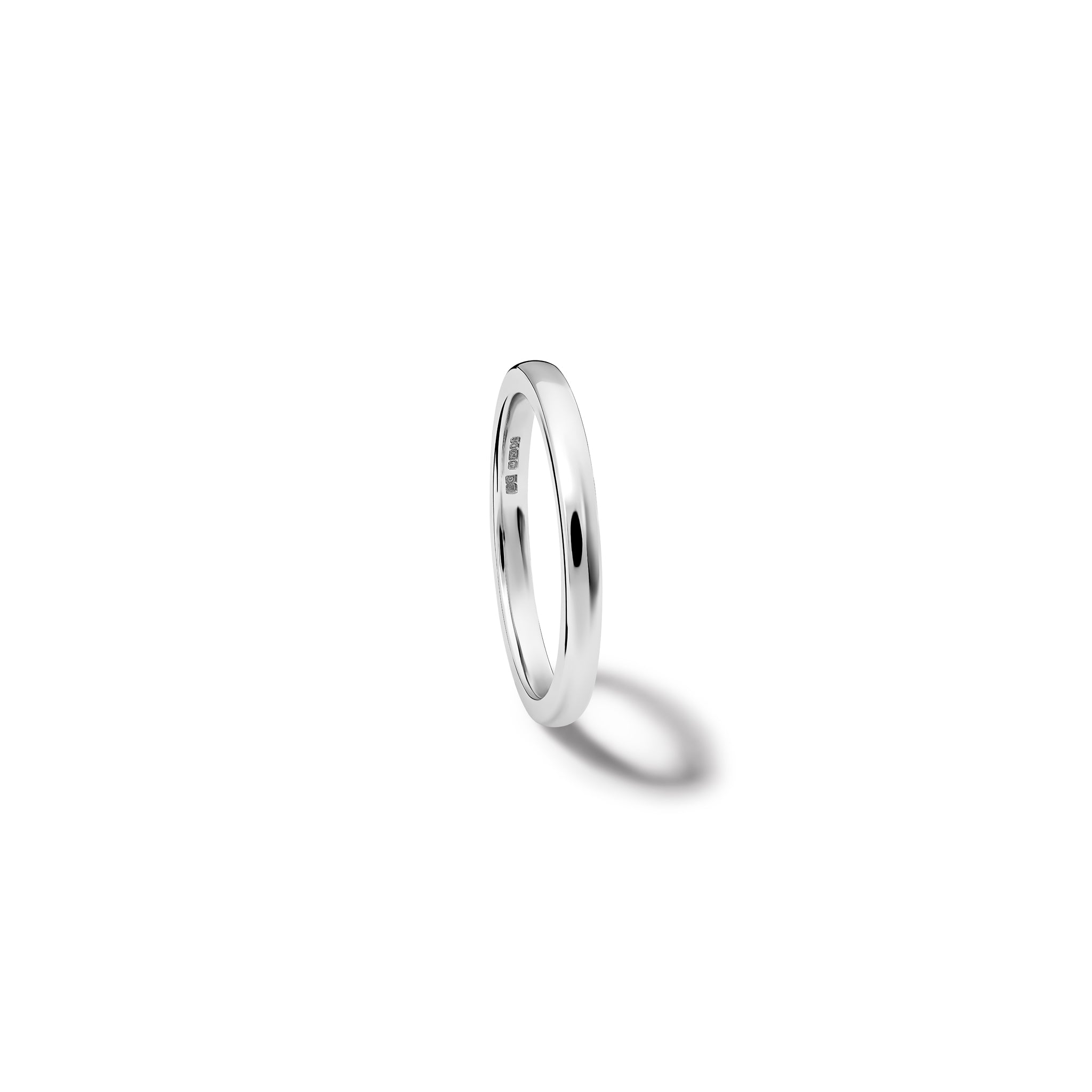 Handcrafted 18ct white gold wedding band.