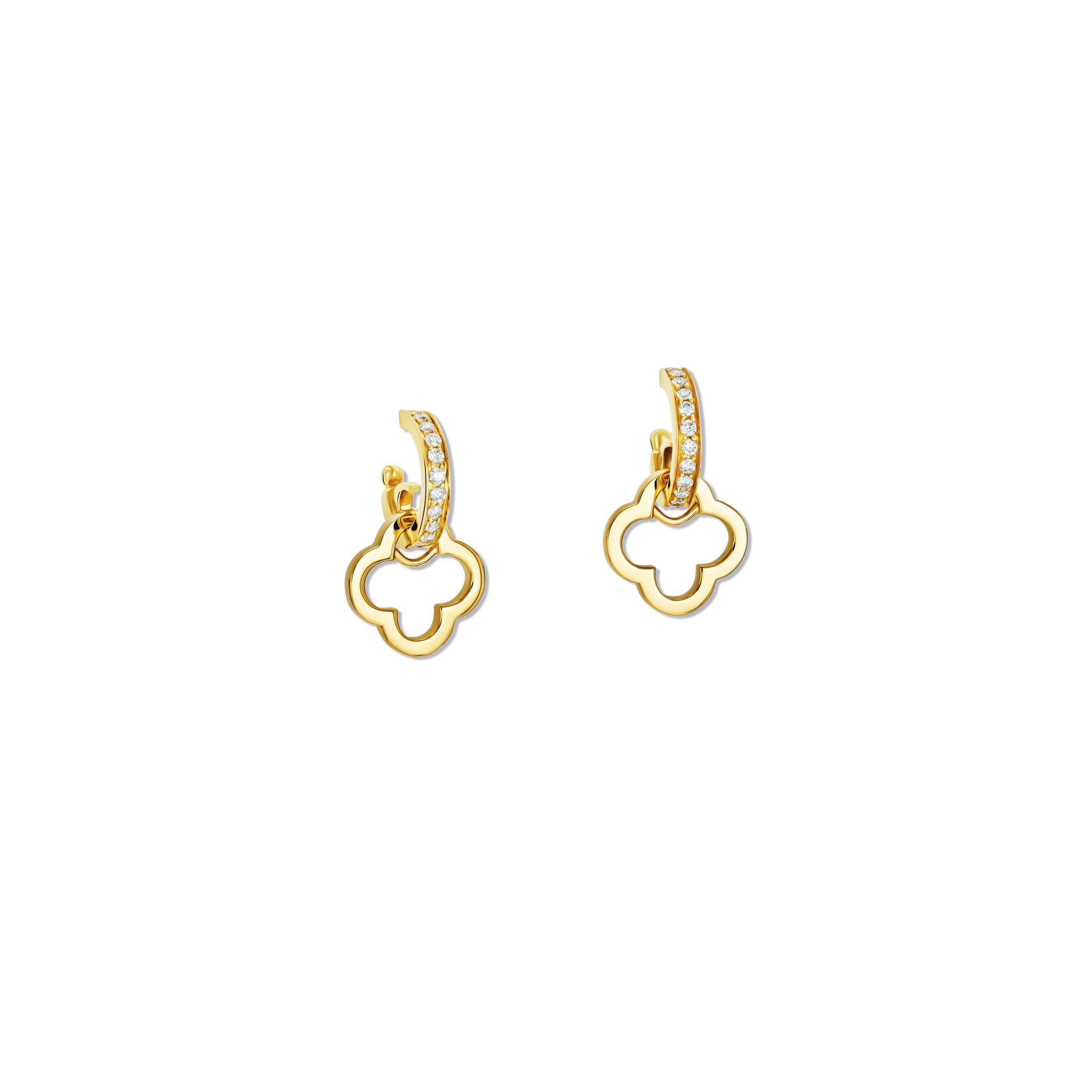 Handcrafted yellow gold star shaped earring drops.