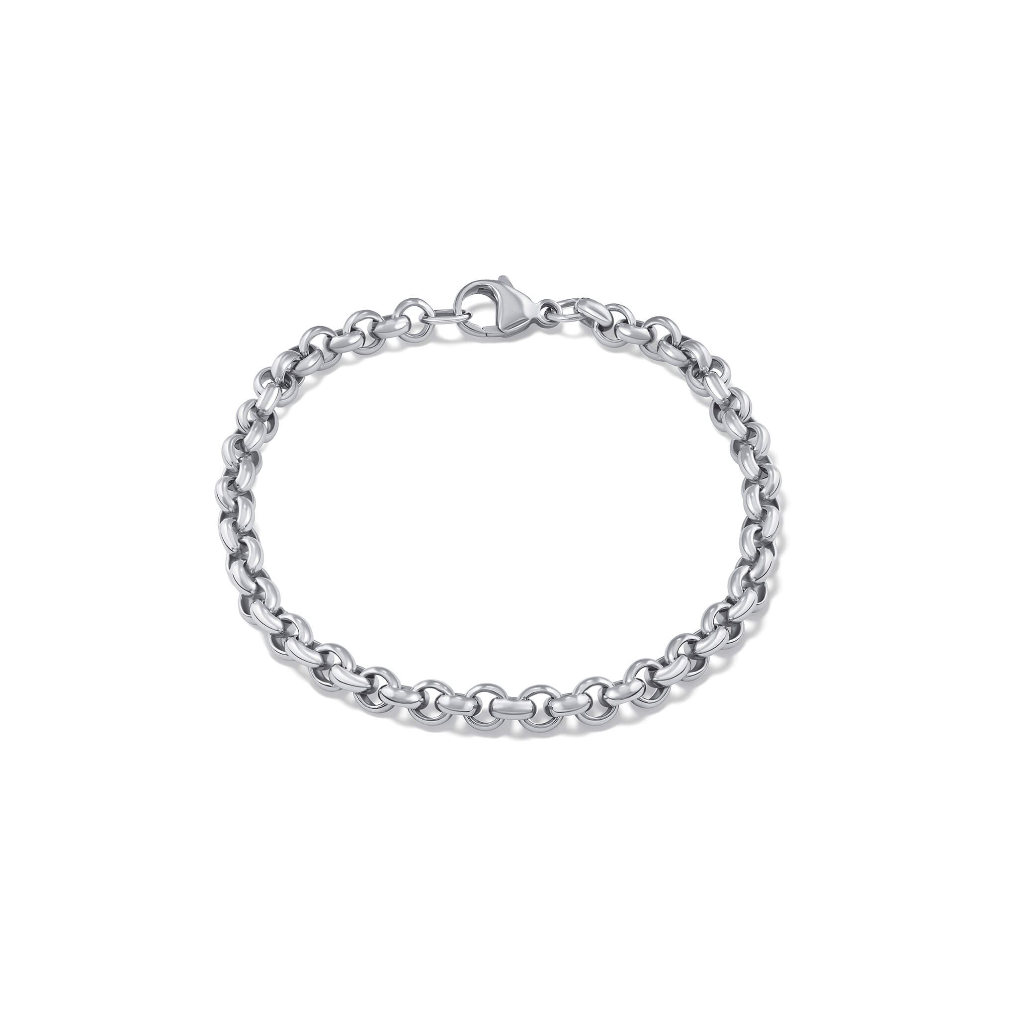 Handcrafted silver bracelet with links.