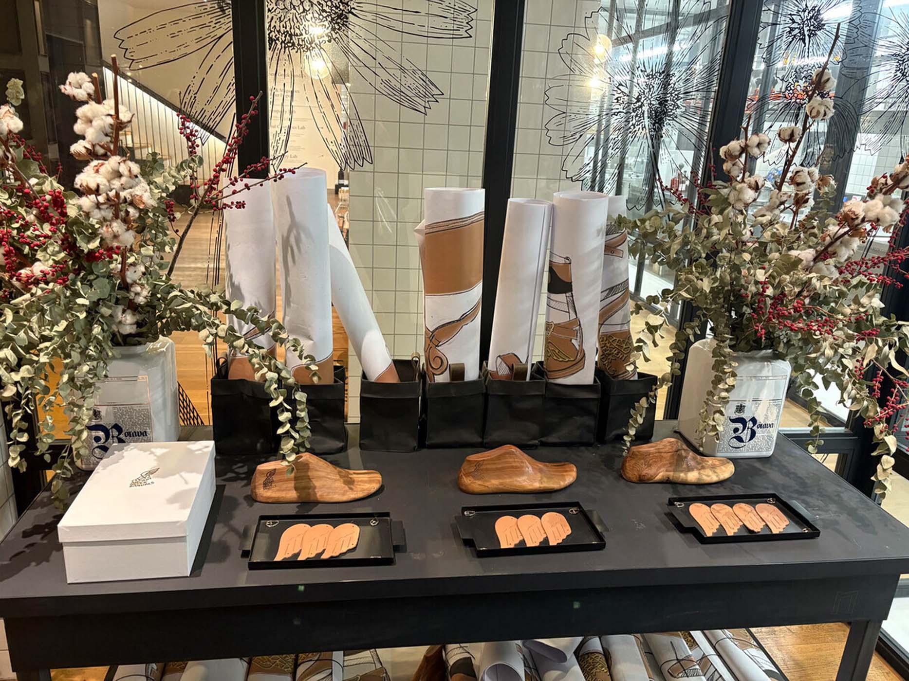 Display of well being products in Naxos Apothecary boutique in Athens.