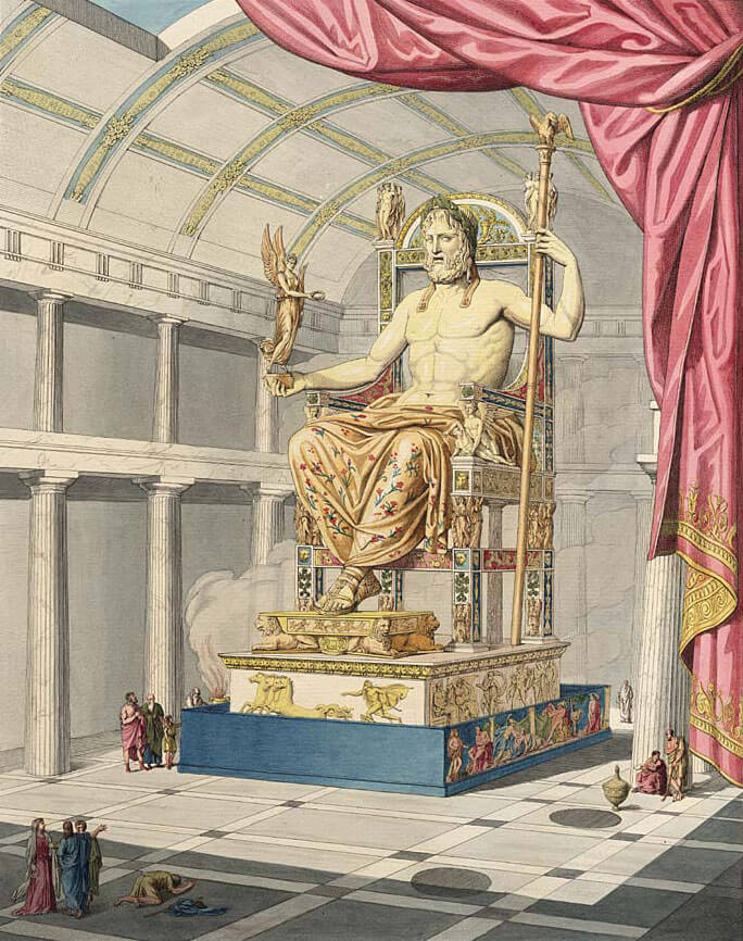 Painting of the olympic statue of Zeus
