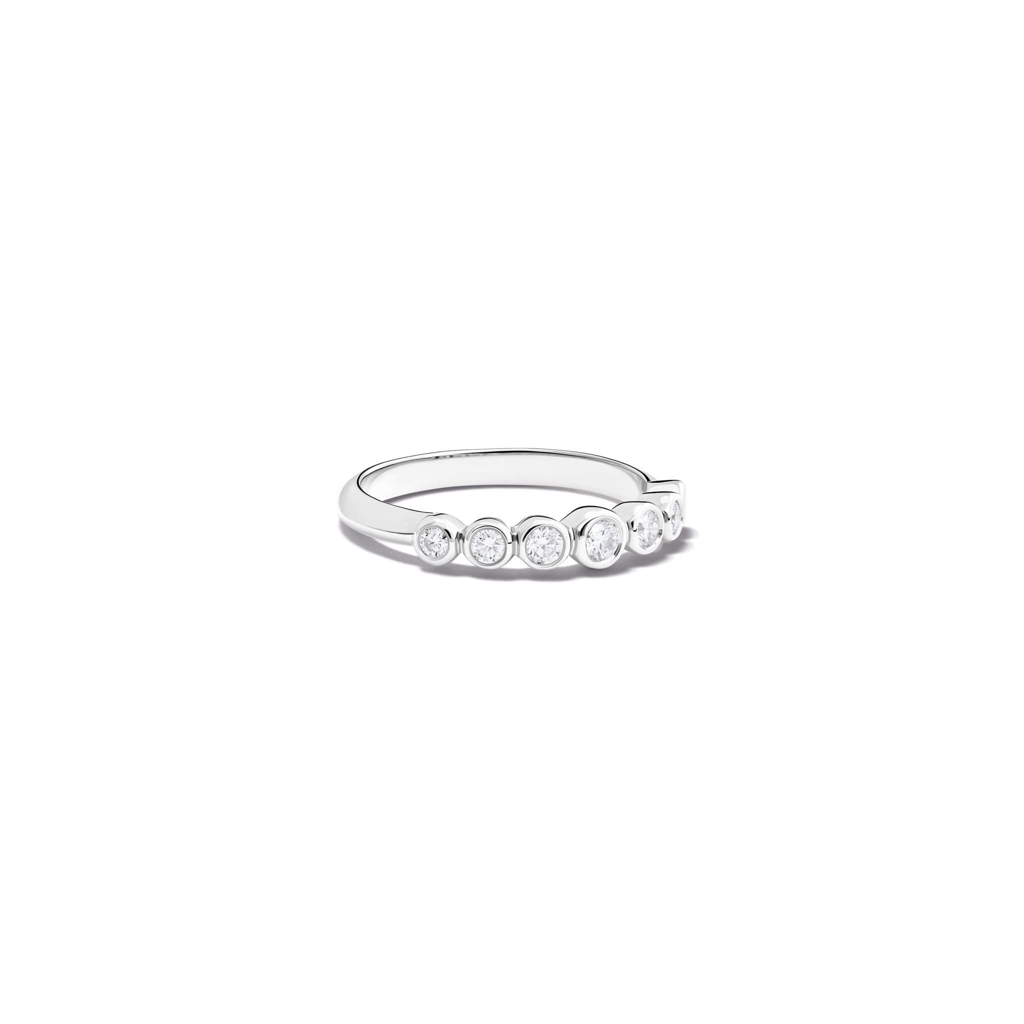 Handcrafted 18ct gold half eternity ring with diamonds.