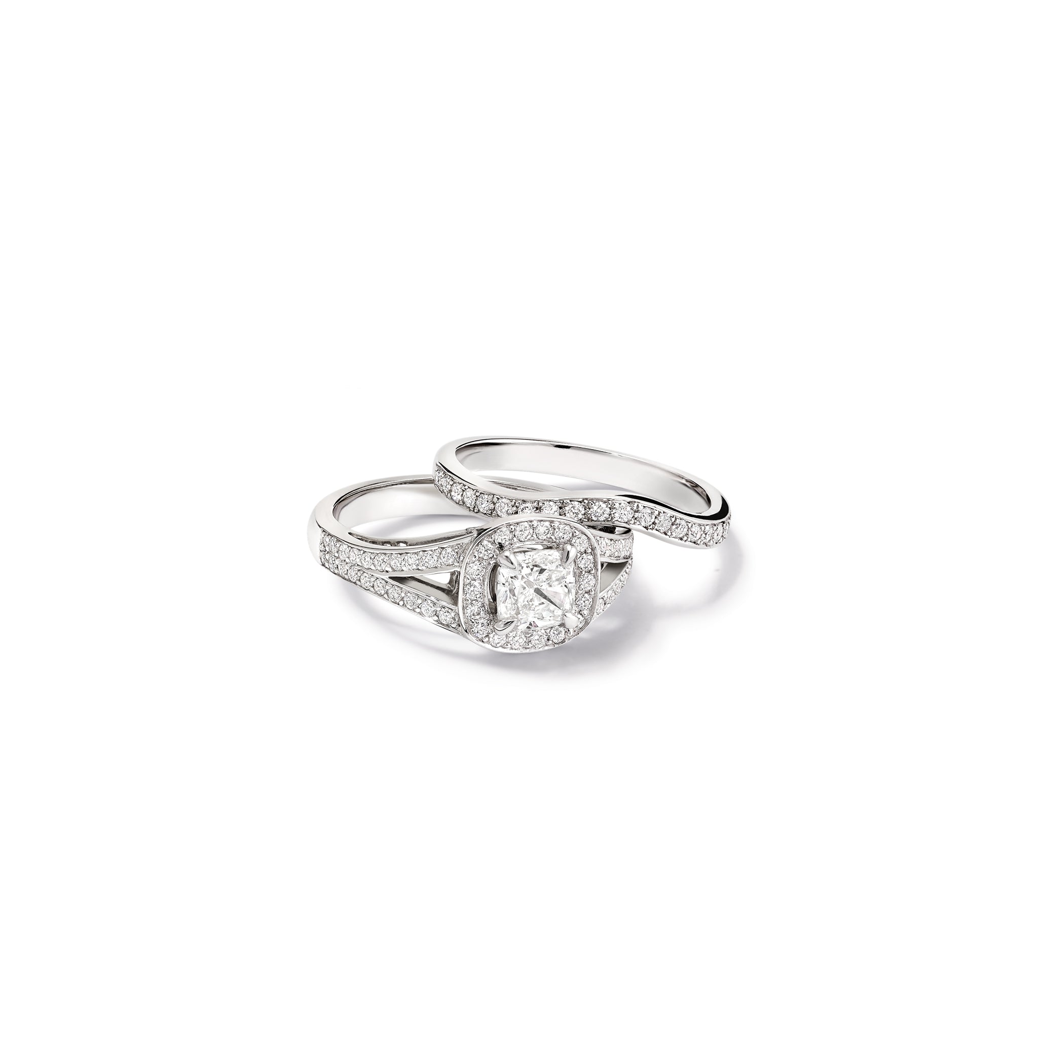 Handcrafted 18ct white gold wedding band set with diamond pave round the band.