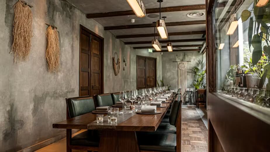 Dining room at KOL, London.