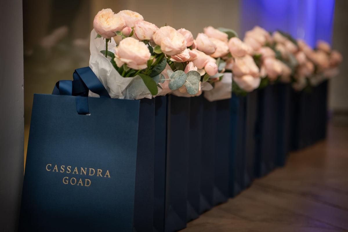 Cassandra Goad gift bags with roses