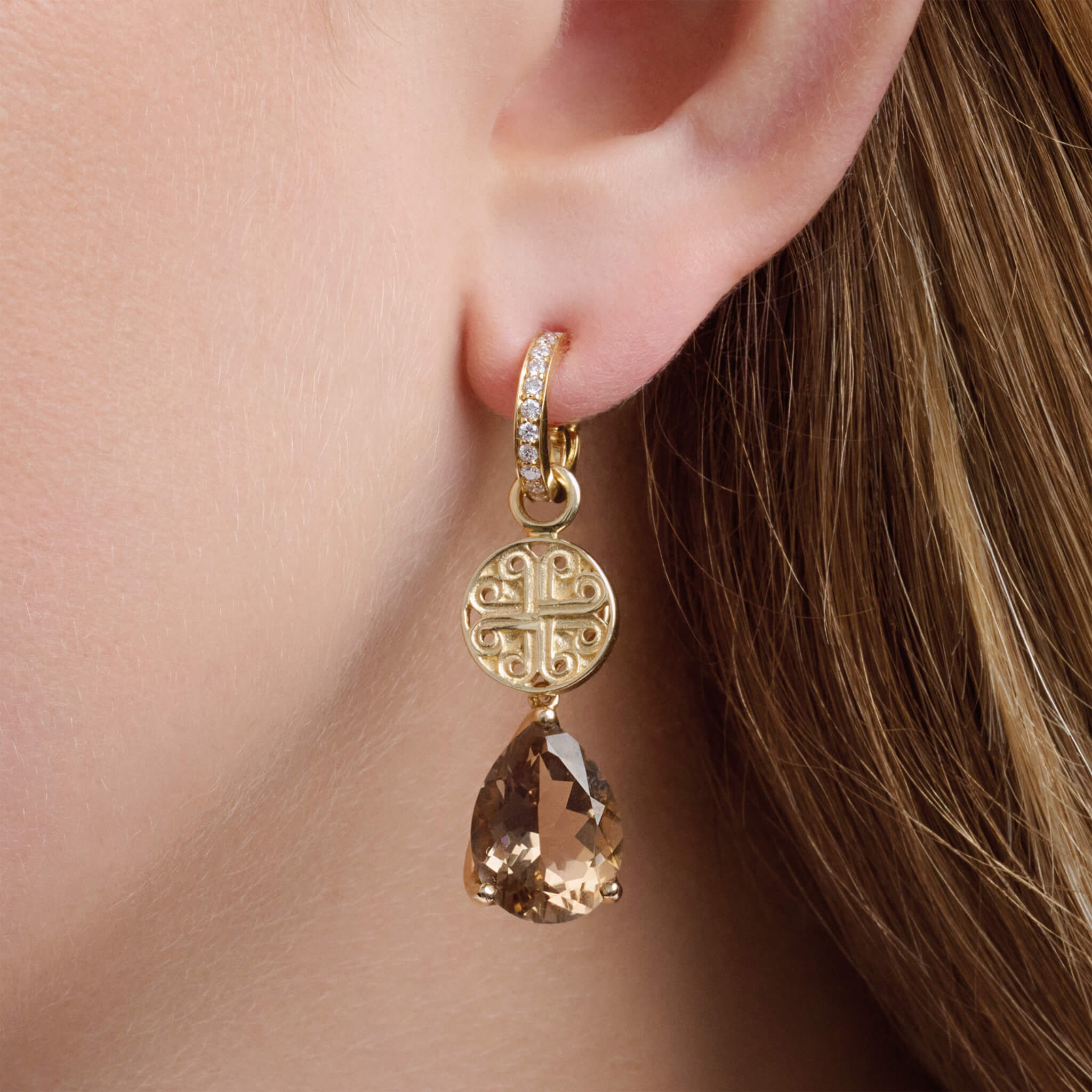 kefalonia yellow gold earring drops