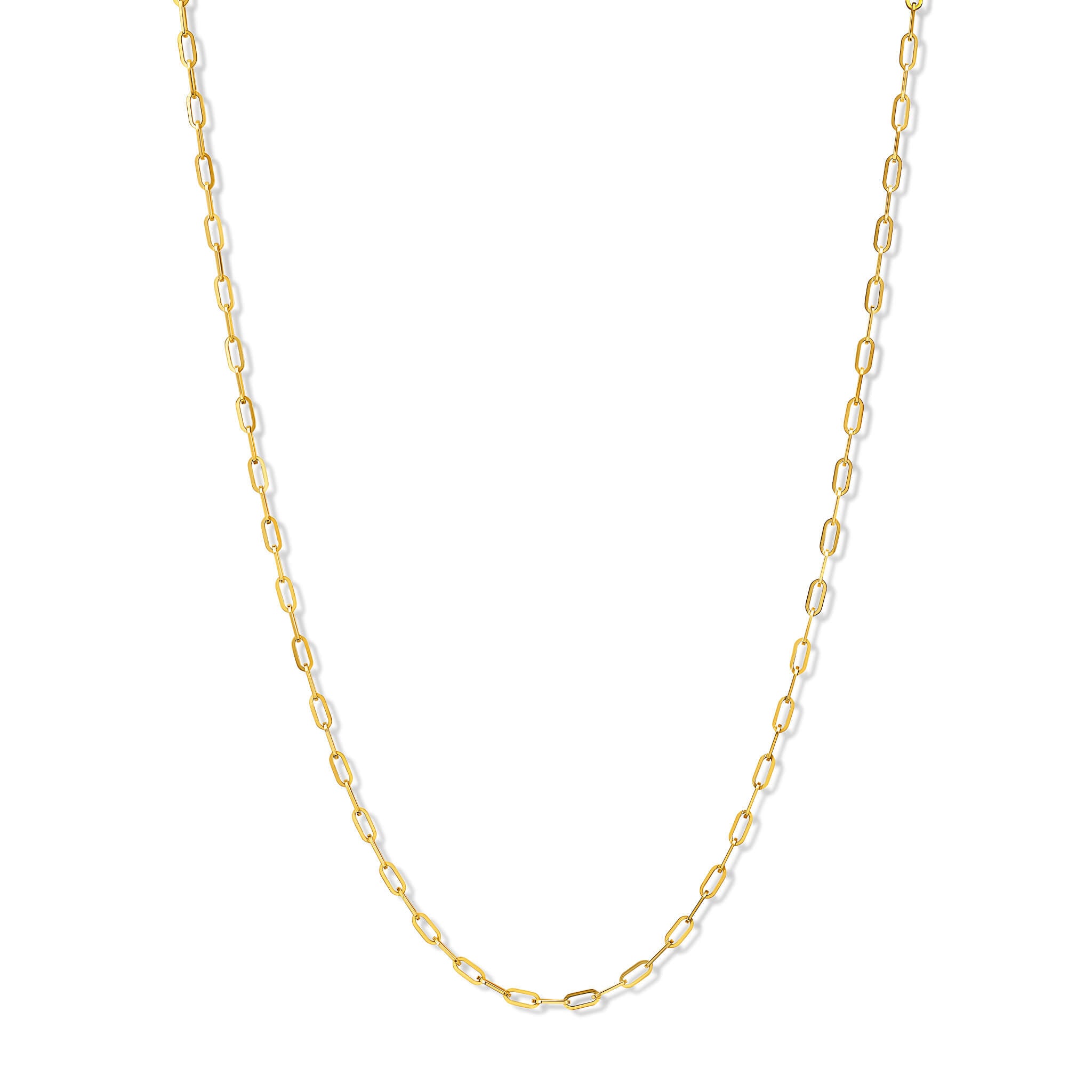 Marine light yellow gold chain with rectangular nautical-style links from Cassandra's Classic collection, suitable for men and women