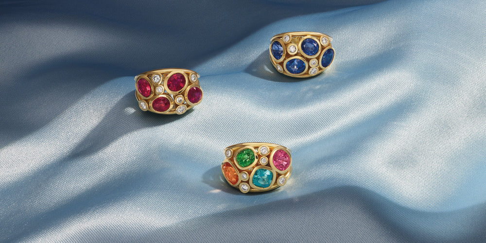 Cassandra Goad multi gemstone Aeneus cocktail rings